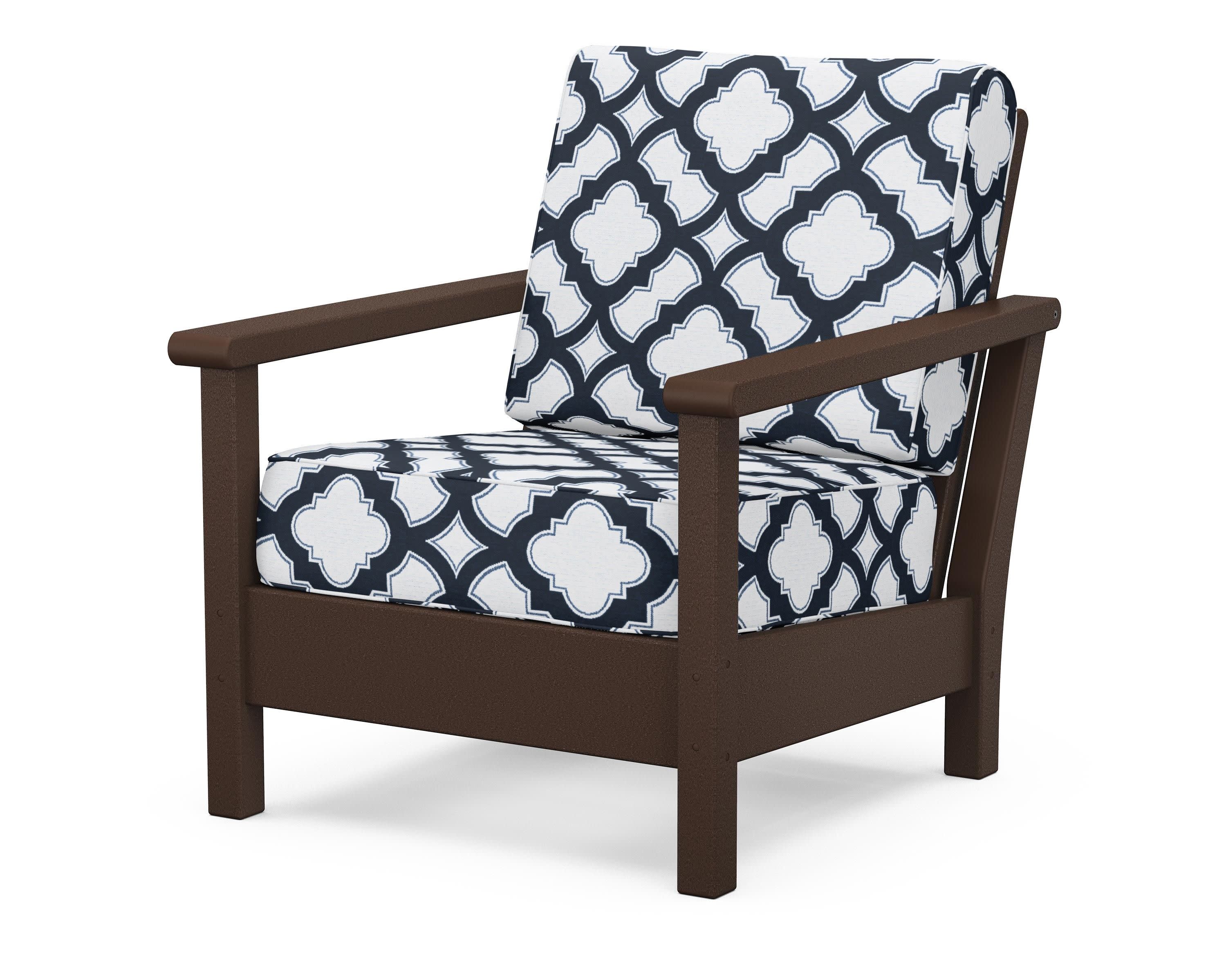Harbour Deep Seating Chair in Mahogany / Trellis Marine Indigo