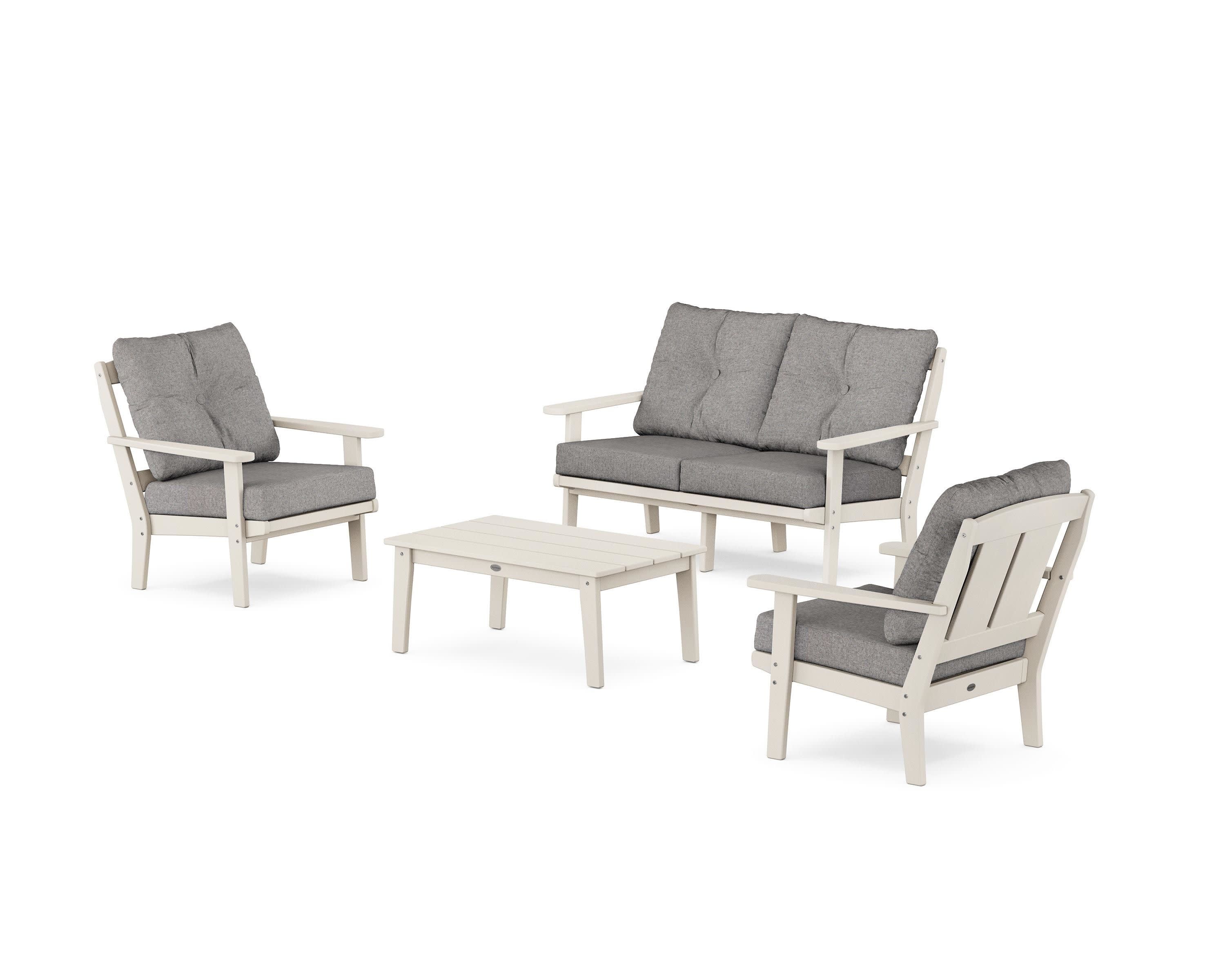Mission 4-Piece Deep Seating Set with Loveseat in Sand / Grey Mist