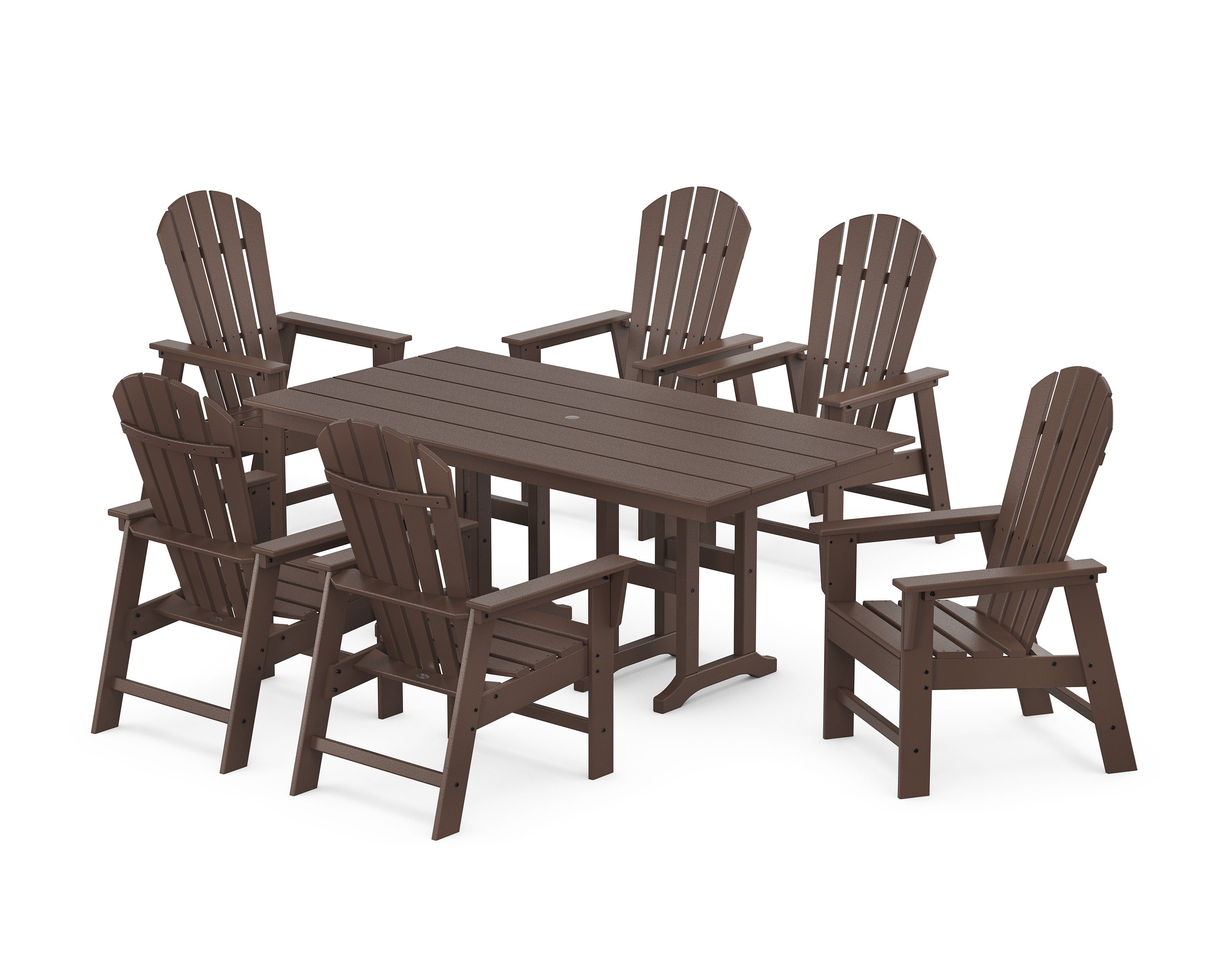 South Beach 7-Piece Farmhouse Dining Set in Mahogany