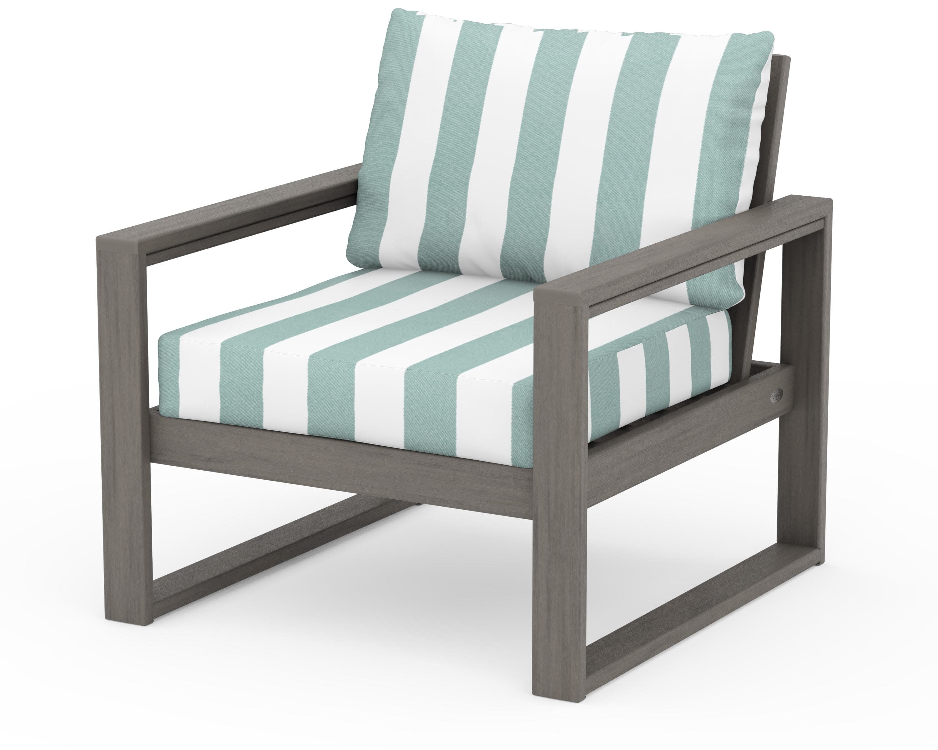 EDGE Club Chair in Driftwood / Cabana Stripe Glacier Spa