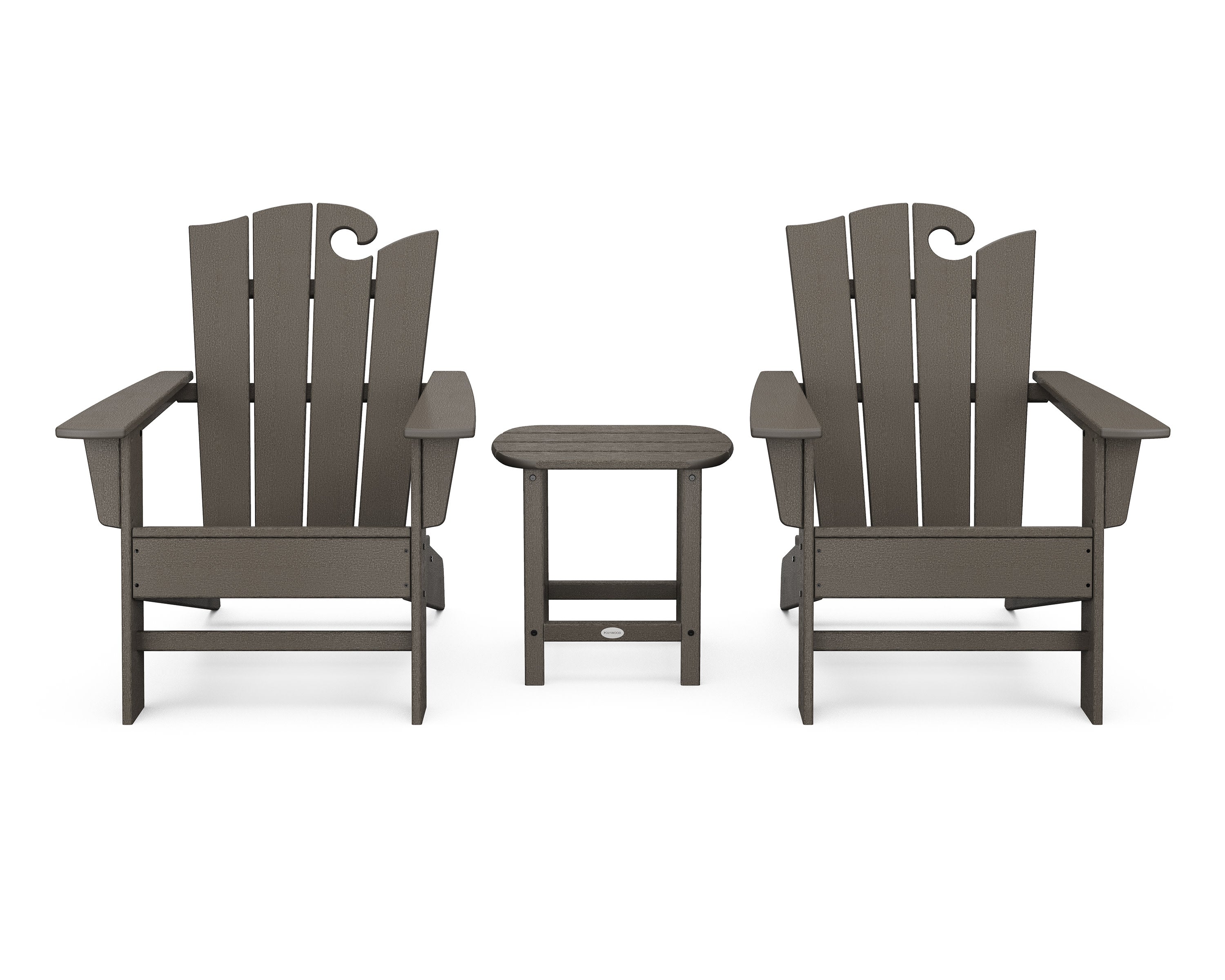 Wave 3-Piece Adirondack Set with The Ocean Chair in Vintage Coffee