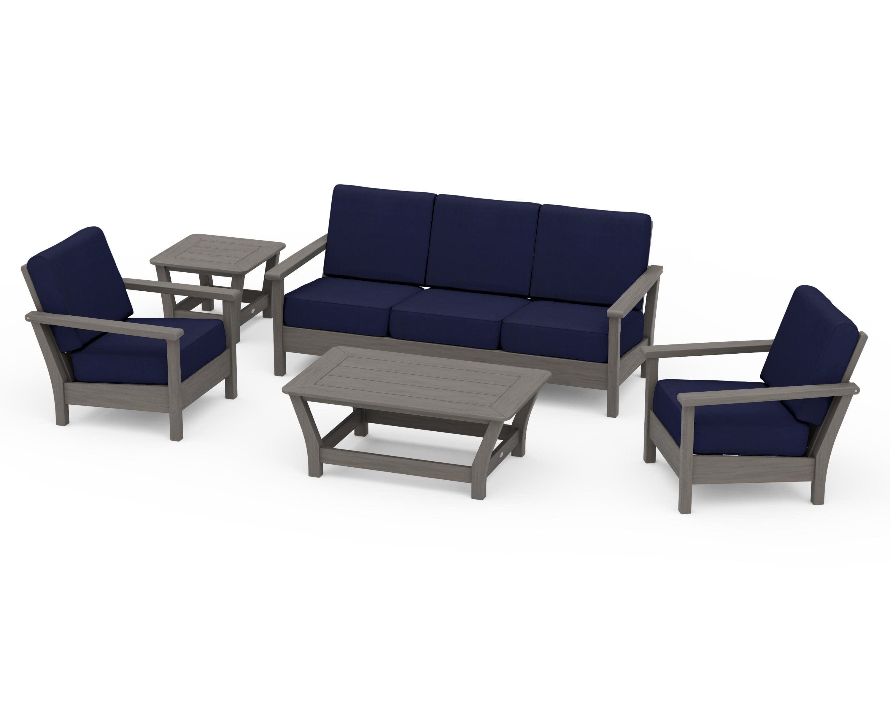 Harbour 5-Piece Deep Seating Set in Driftwood / Navy