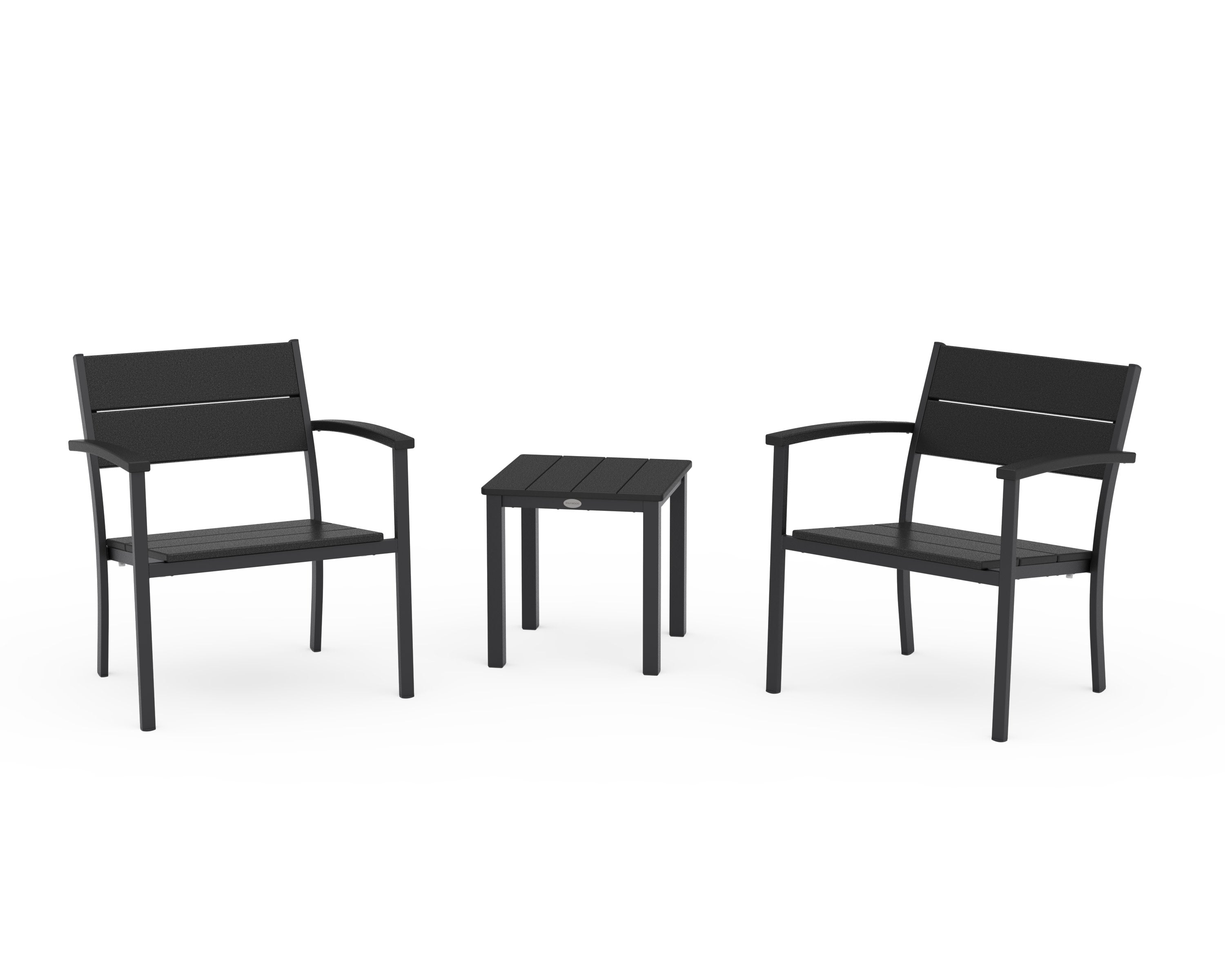 Main Street 3-Piece Lounge Chair Set in Black / Black
