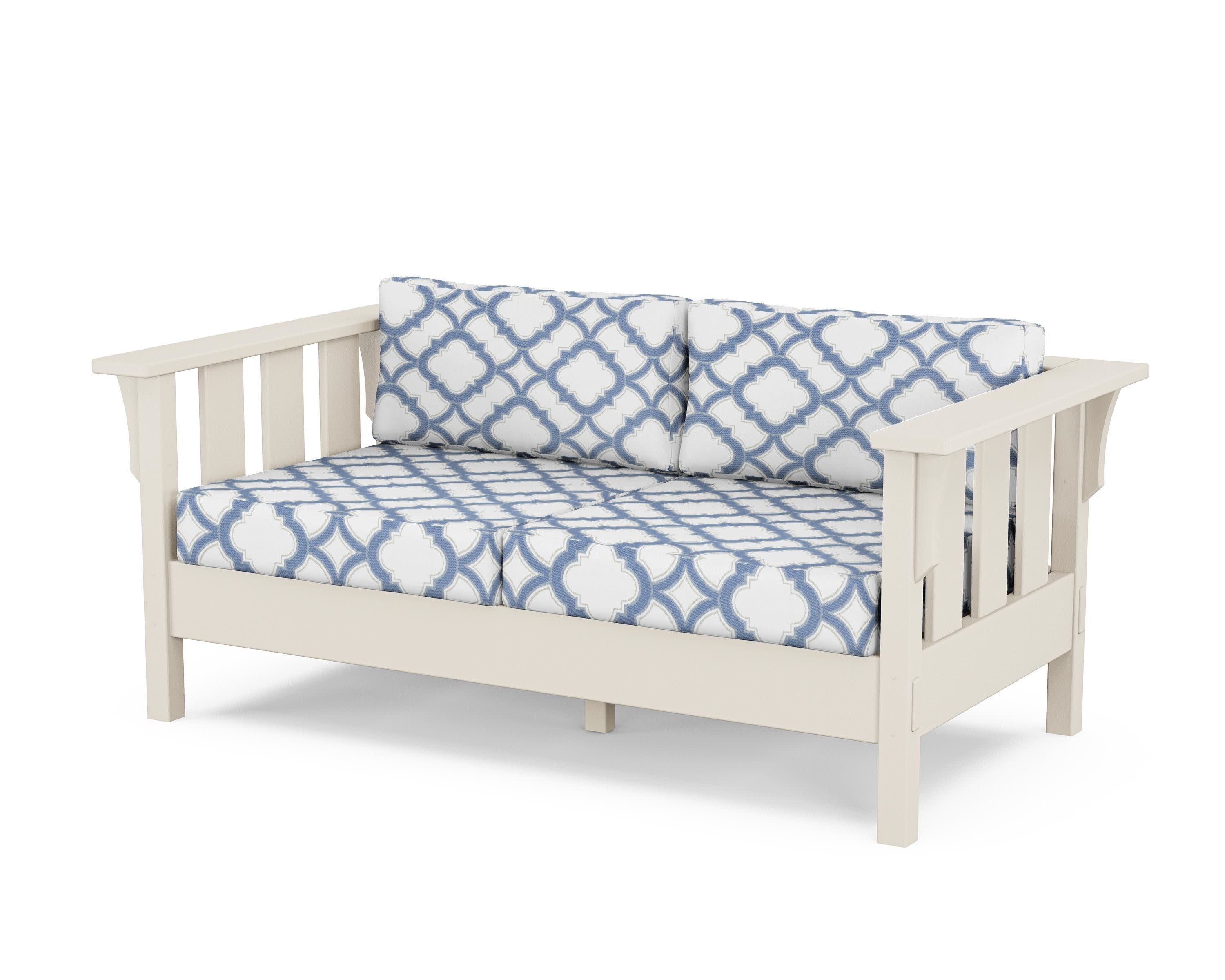 Acadia Deep Seating Loveseat in Sand / Trellis Sky Blue