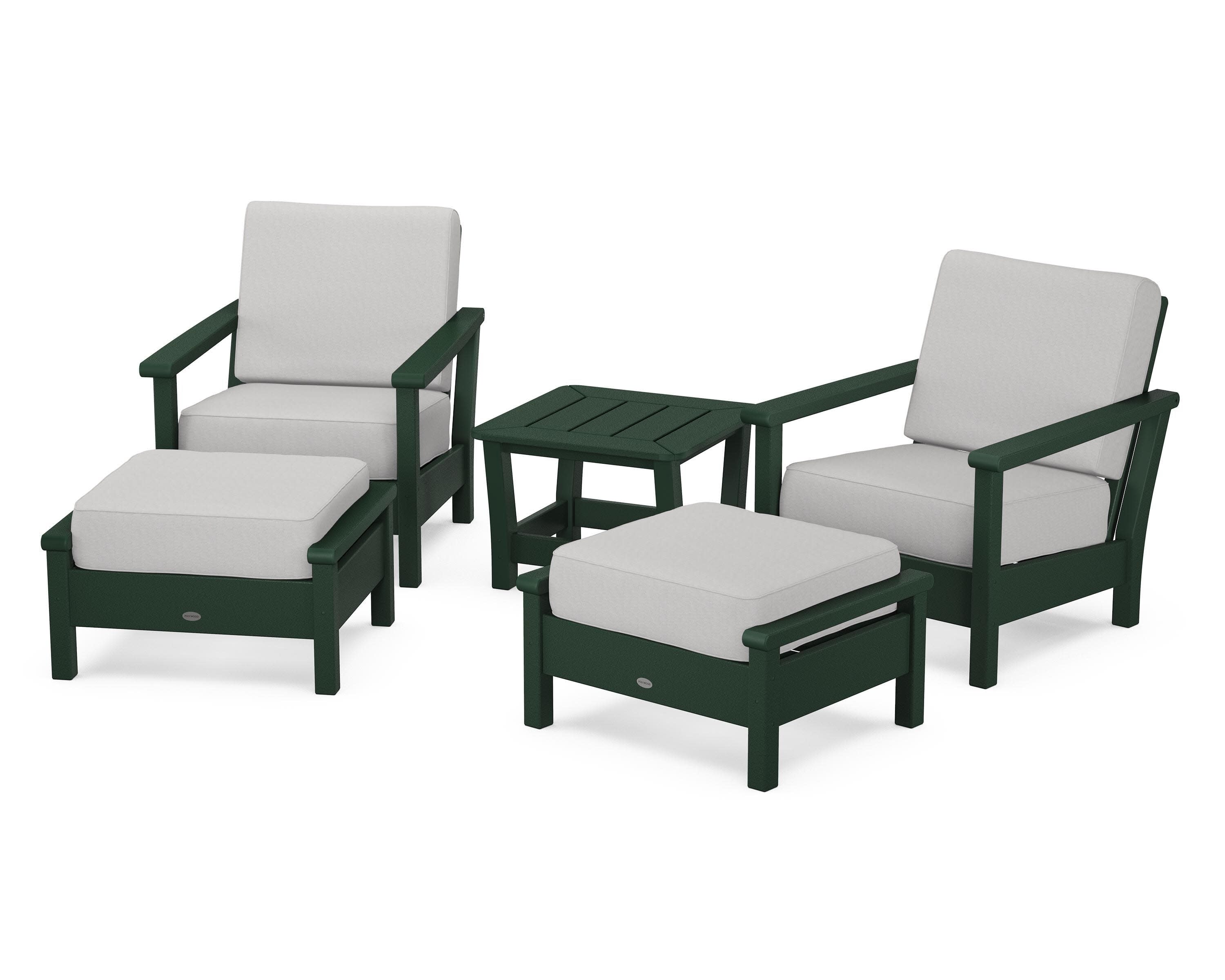 Harbour 5-Piece Deep Seating Chair Set in Green / Diamond in the Rough