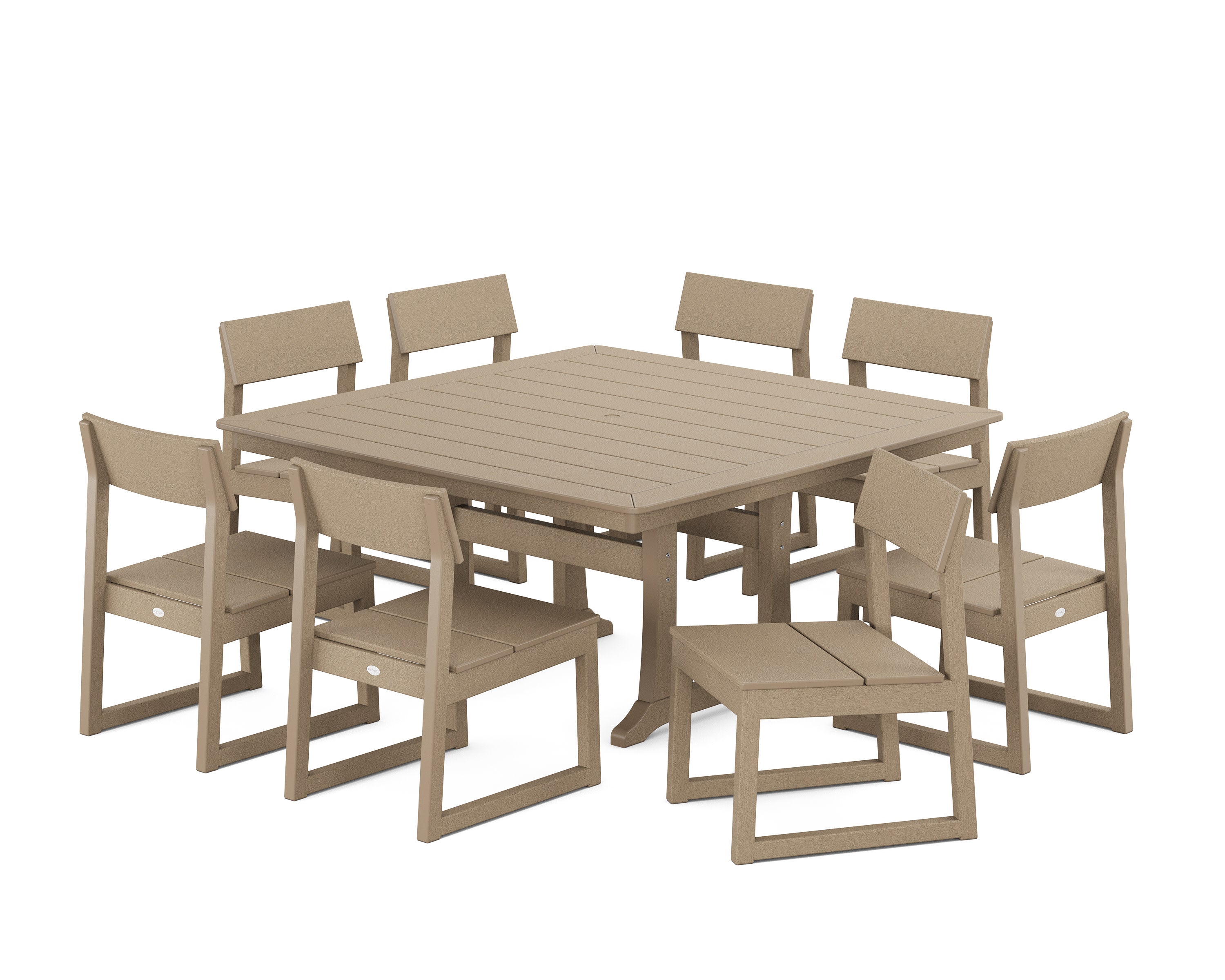 EDGE Side Chair 9-Piece Dining Set with Trestle Legs in Vintage Sahara
