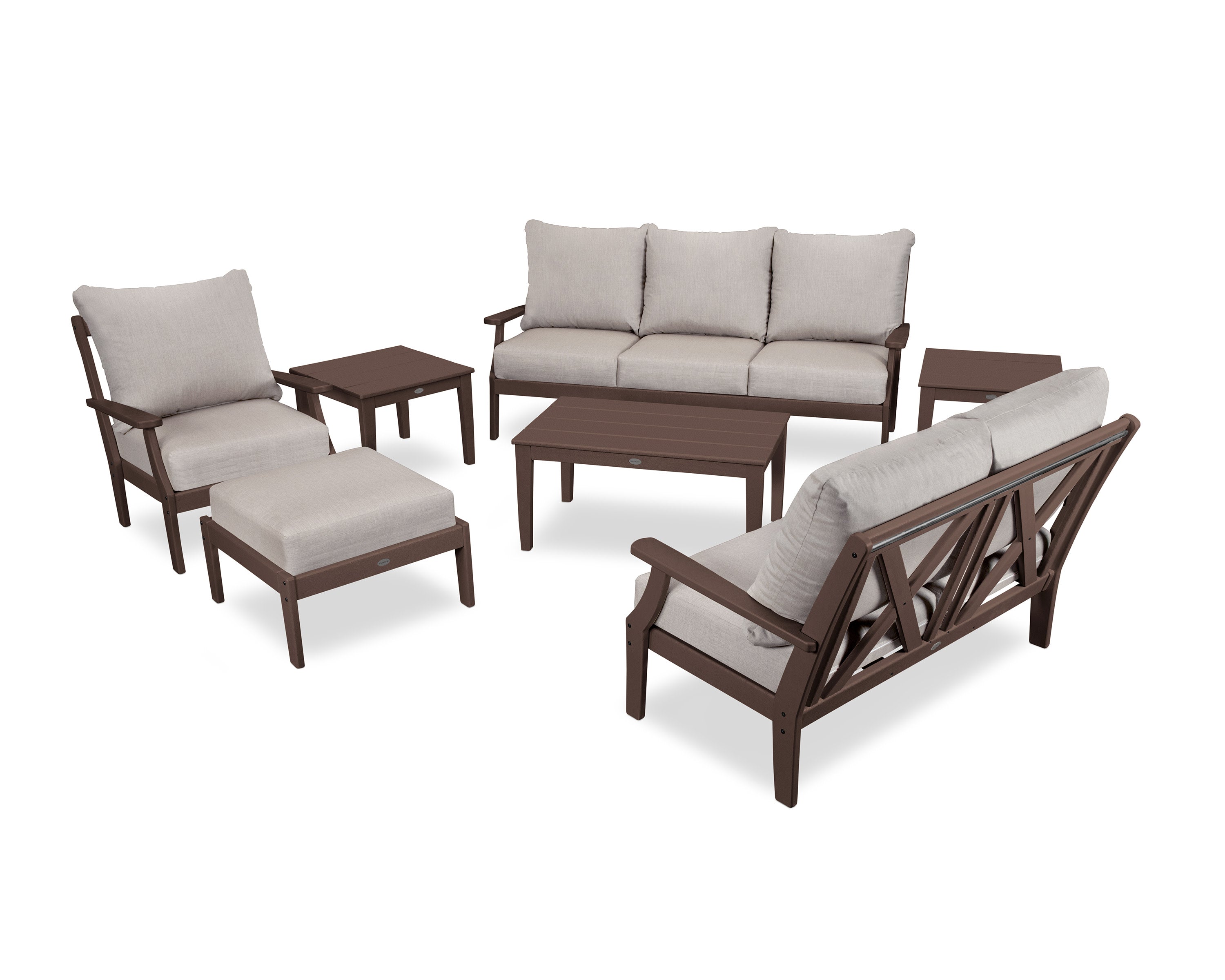 Braxton 7-Piece Deep Seating Set in Mahogany / Cast Ash