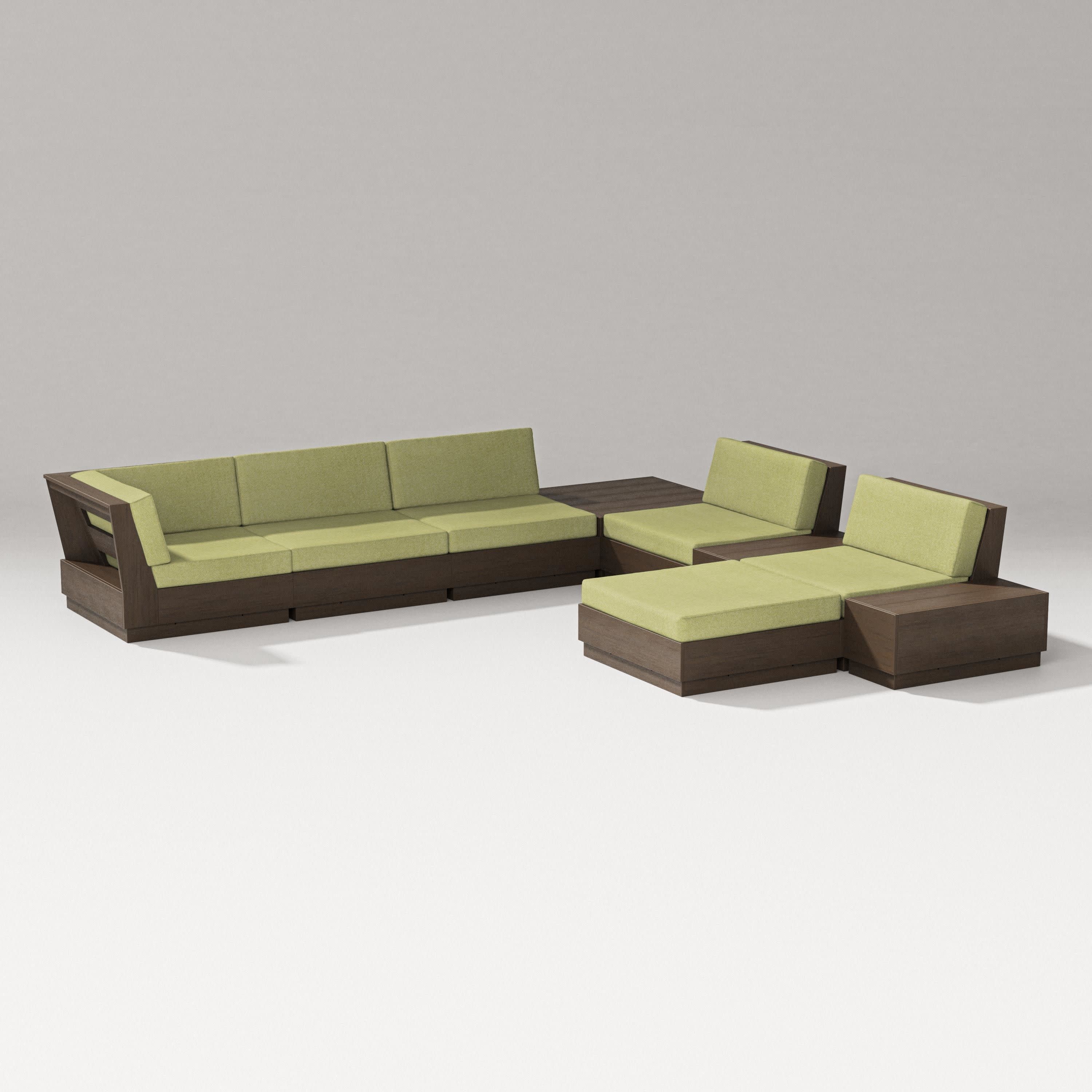 Elevate 9-Piece Conversation Sectional in Kona / Chartreuse Boucle