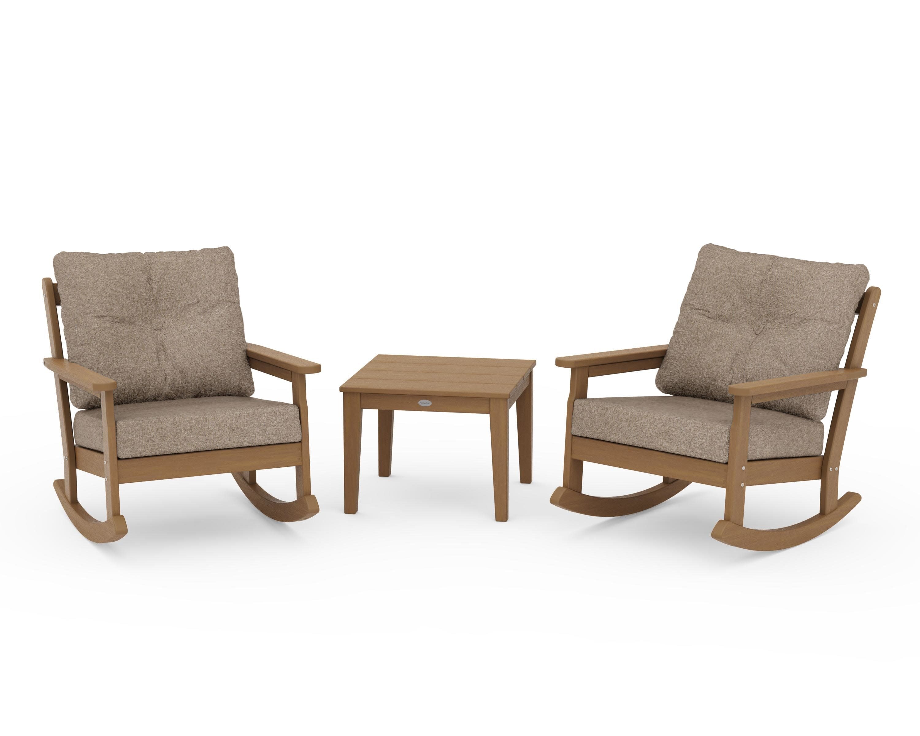 Vineyard 3-Piece Deep Seating Rocker Set in Natural / Spiced Burlap
