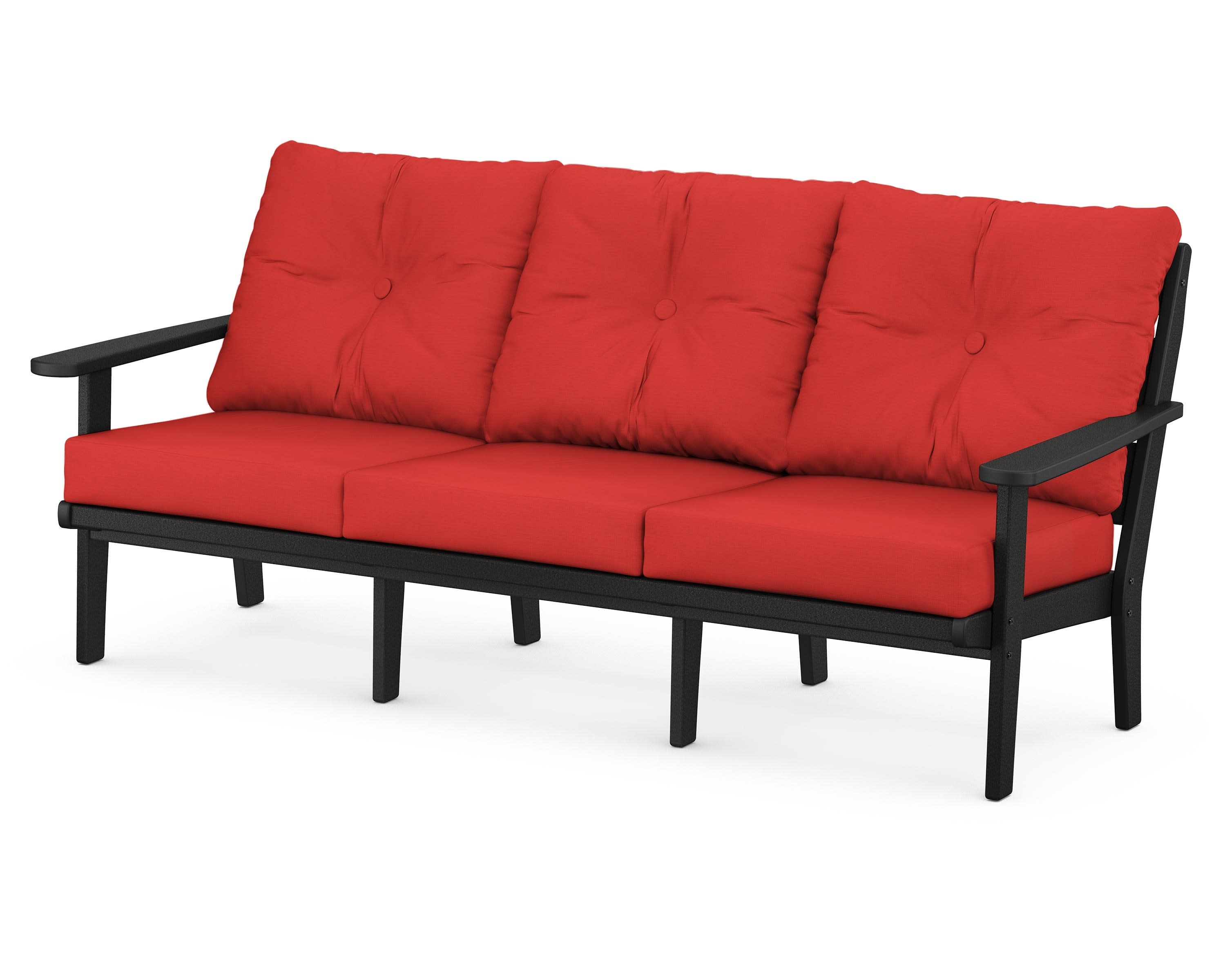 Lakeside Deep Seating Sofa in Black / Crimson Linen