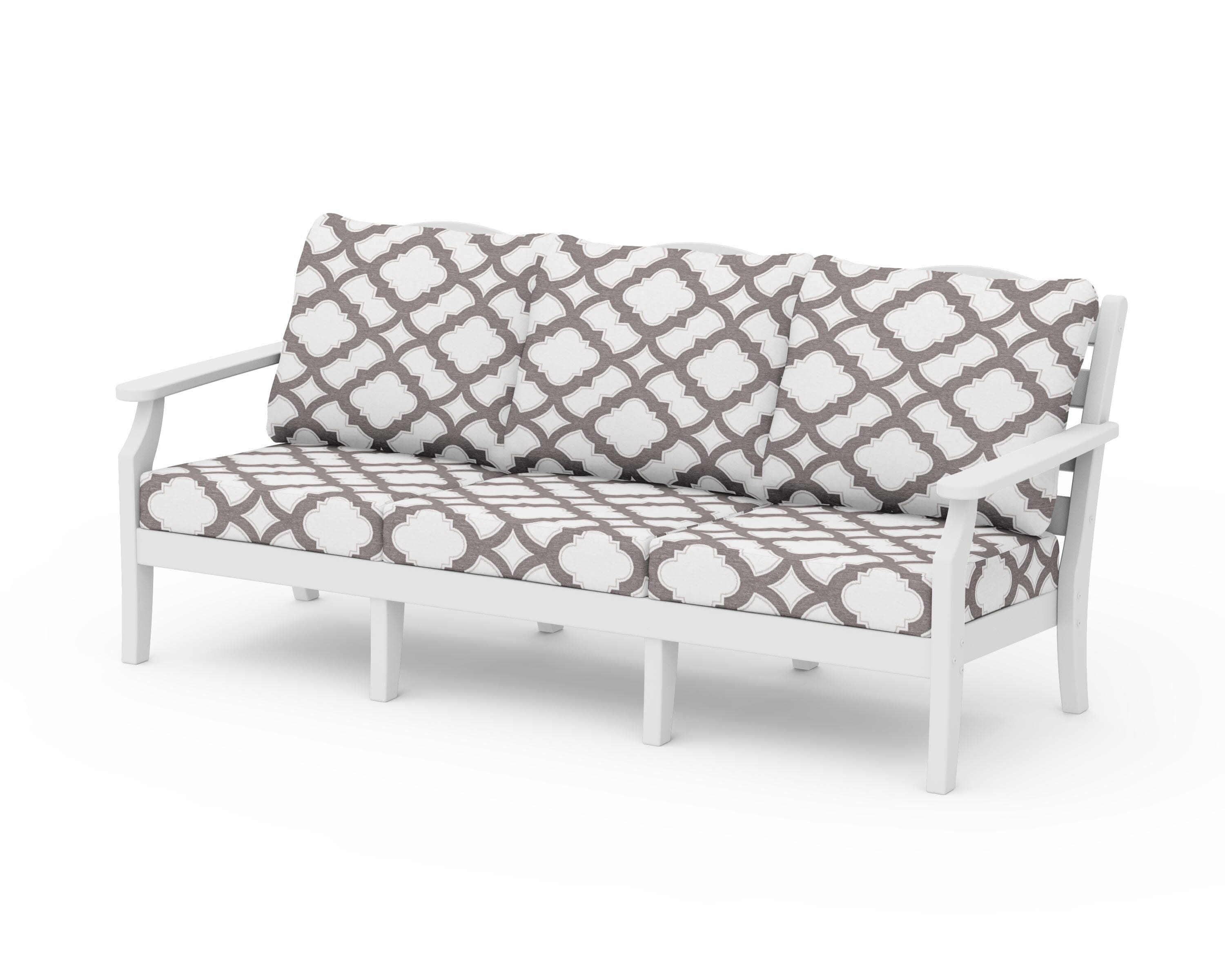 Savannah Deep Seating Sofa in White / Trellis Grey Mist