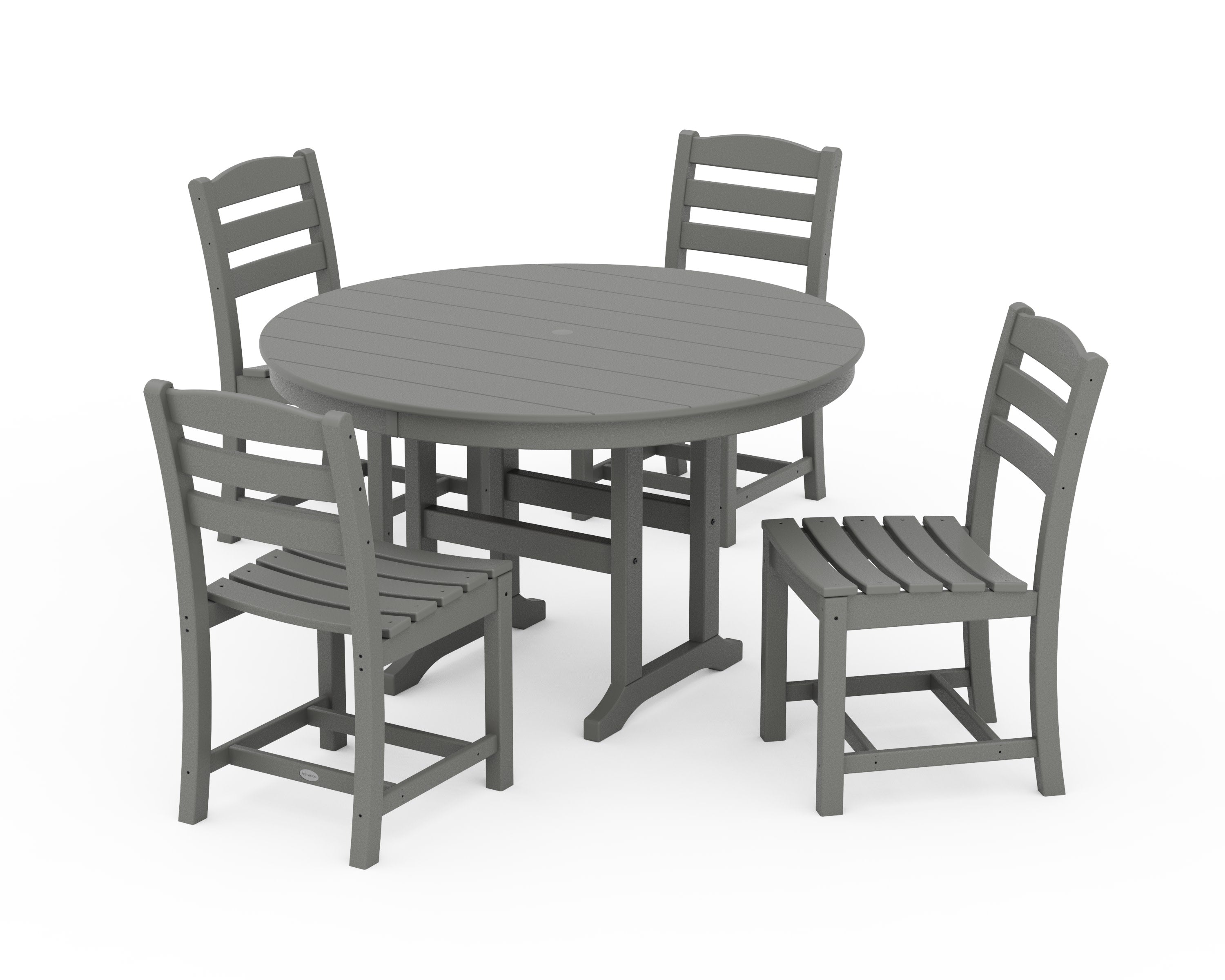 La Casa Caf Side Chair 5-Piece Round Farmhouse Dining Set in Slate Grey