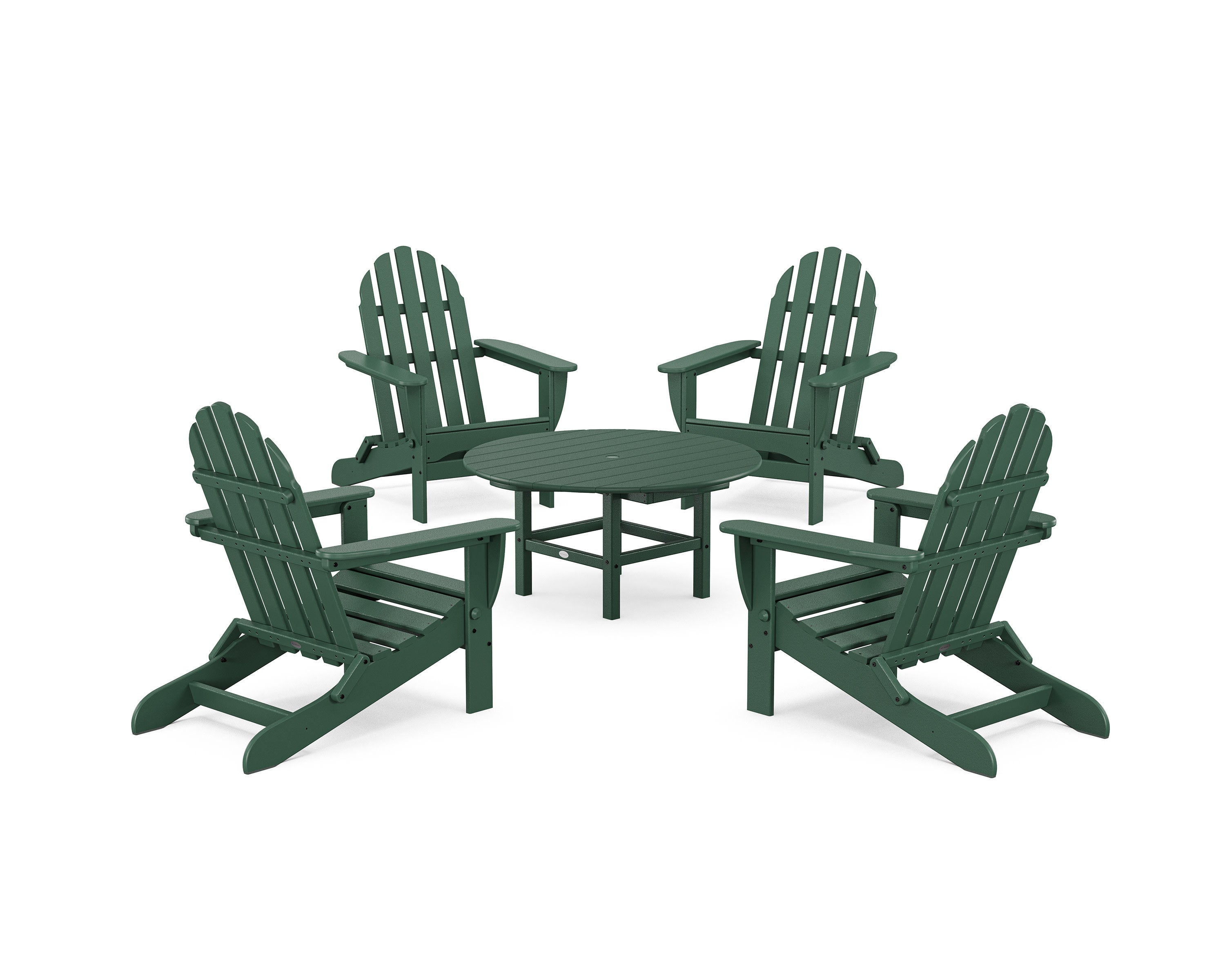 Classic Folding Adirondack 5-Piece Conversation Group in Green