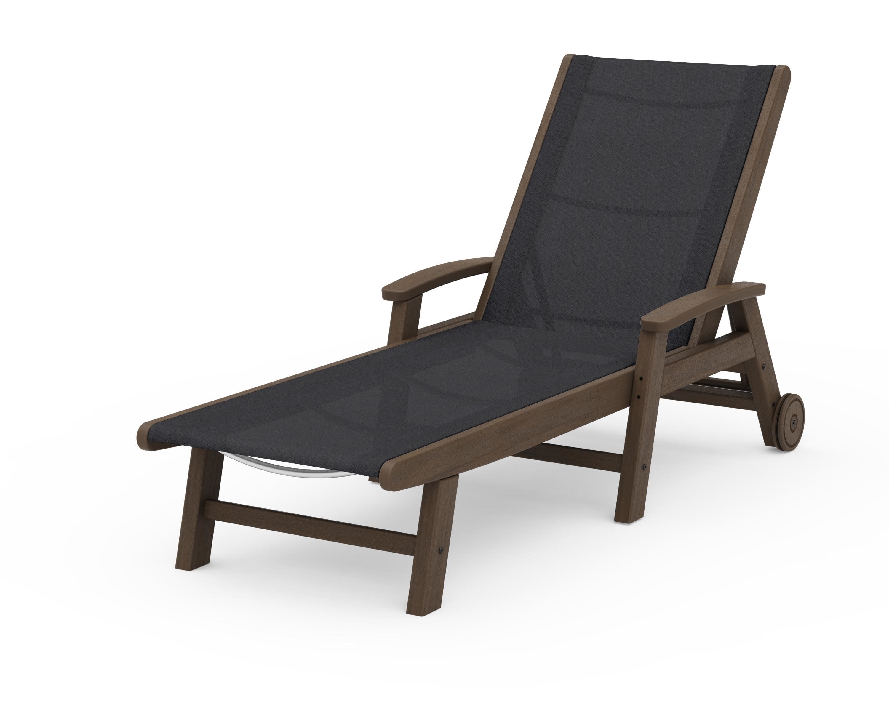 Coastal Chaise with Wheels in Kona / Black Sling