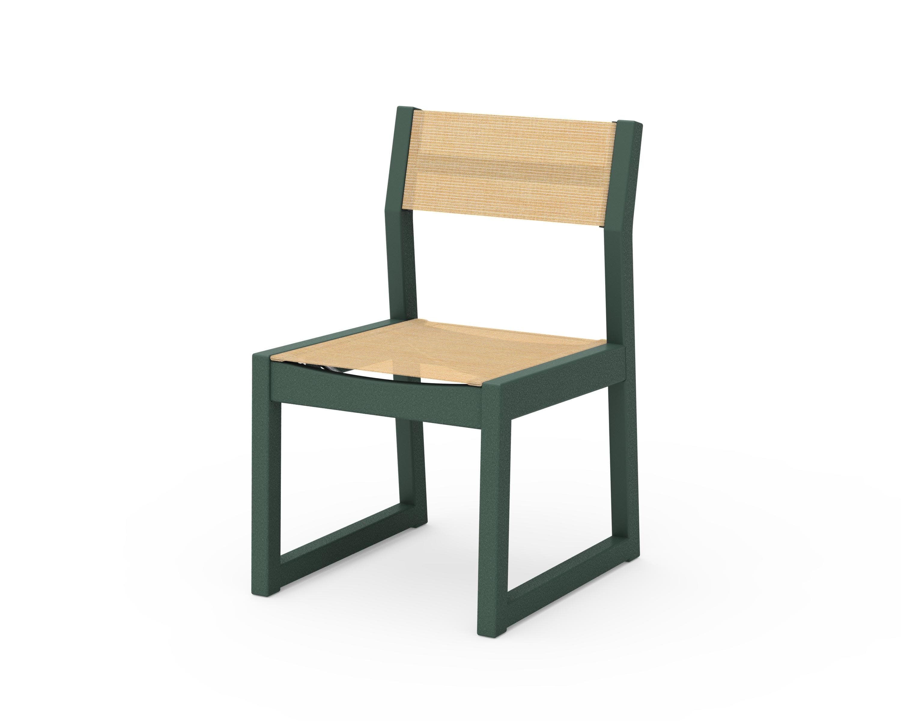 EDGE Sling Dining Side Chair in Green / Dupioni Apricot Sling
