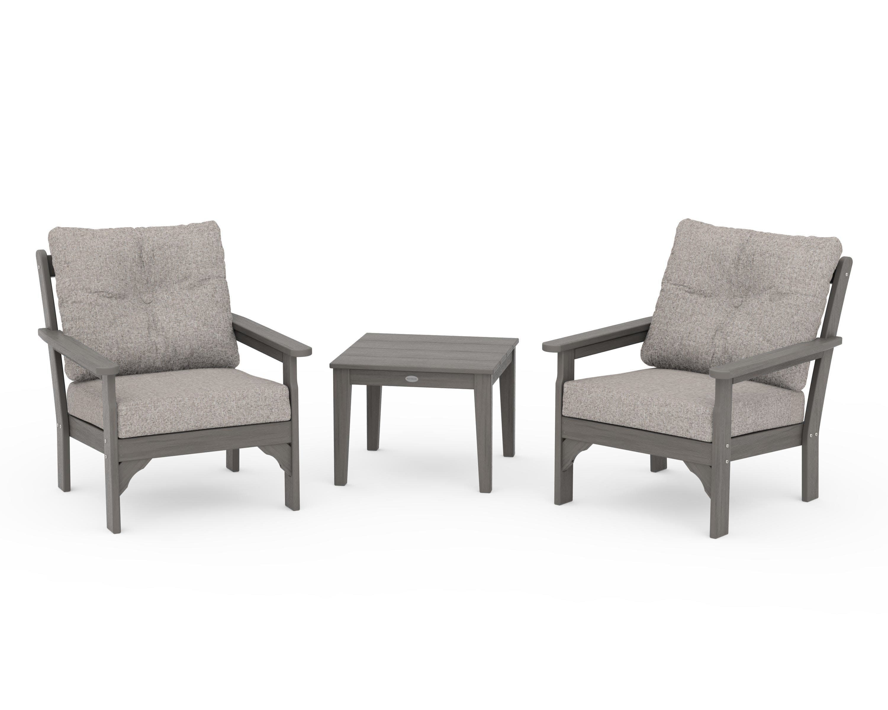 Vineyard 3-Piece Deep Seating Set in Driftwood / Weathered Tweed