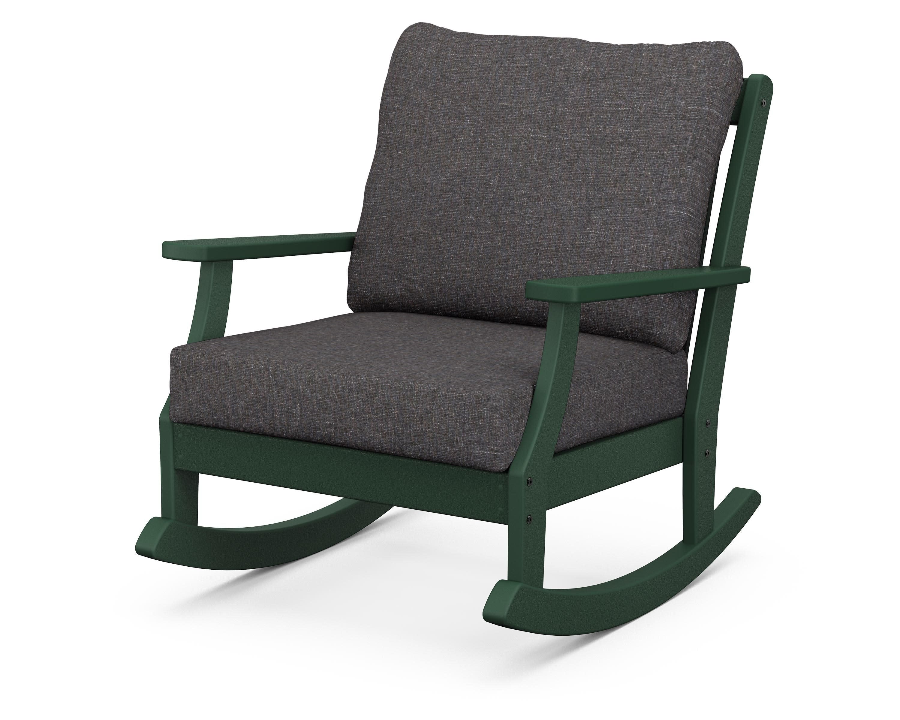 Braxton Deep Seating Rocking Chair in Green / Ash Charcoal