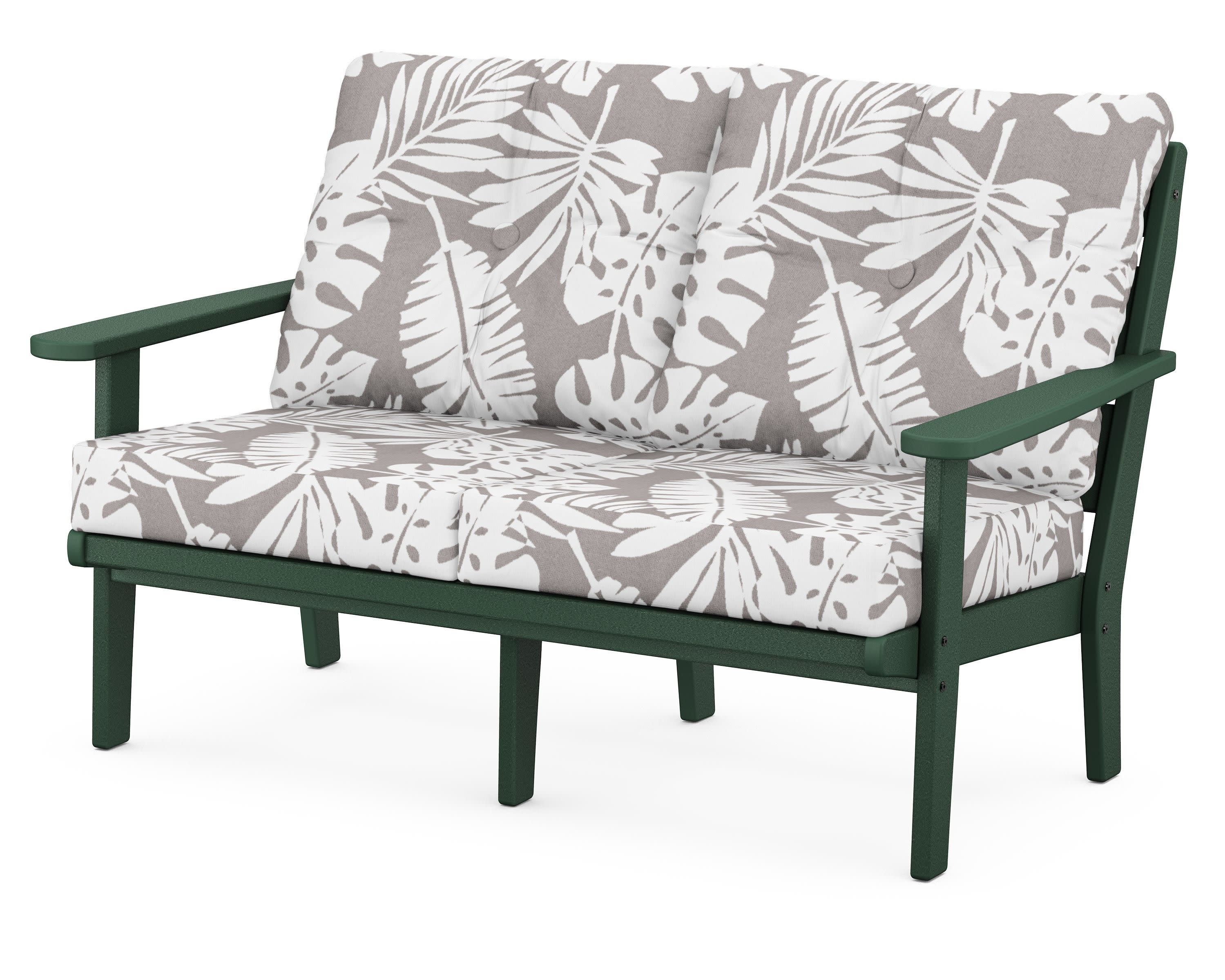 Lakeside Deep Seating Loveseat in Green / Leaf Grey Mist