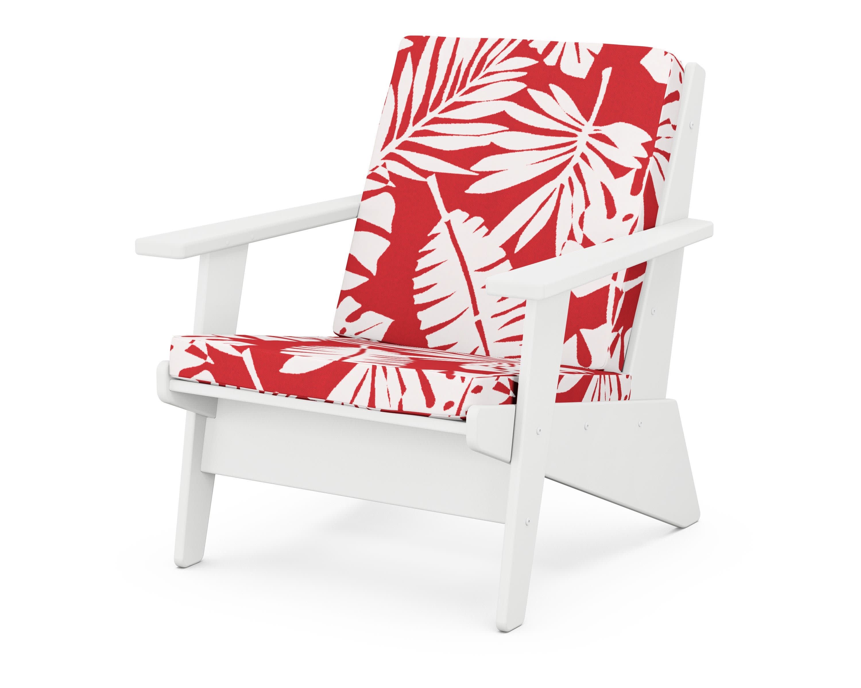 Riviera Modern Lounge Chair in White / Leaf Crimson