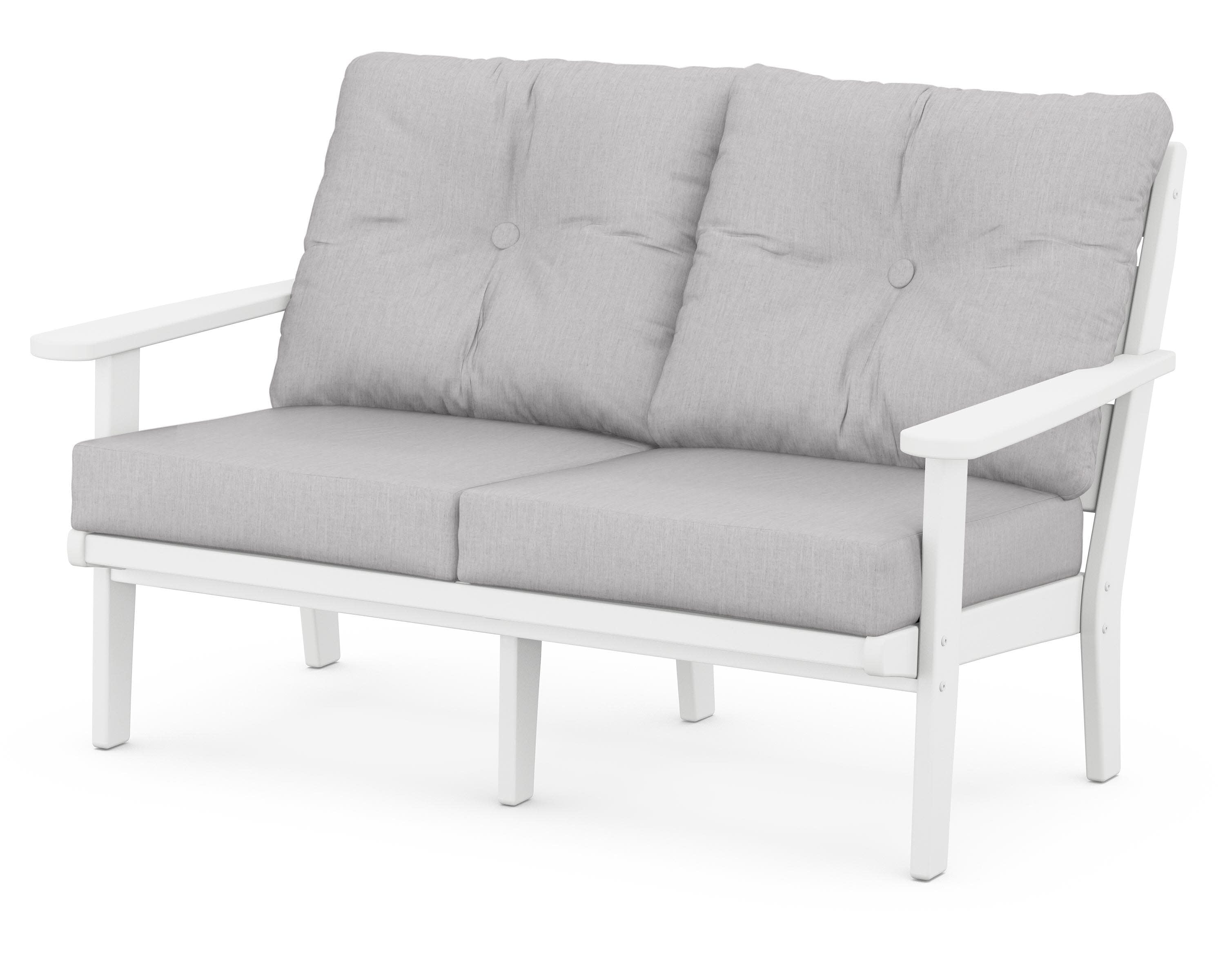 Lakeside Deep Seating Loveseat in White / Granite