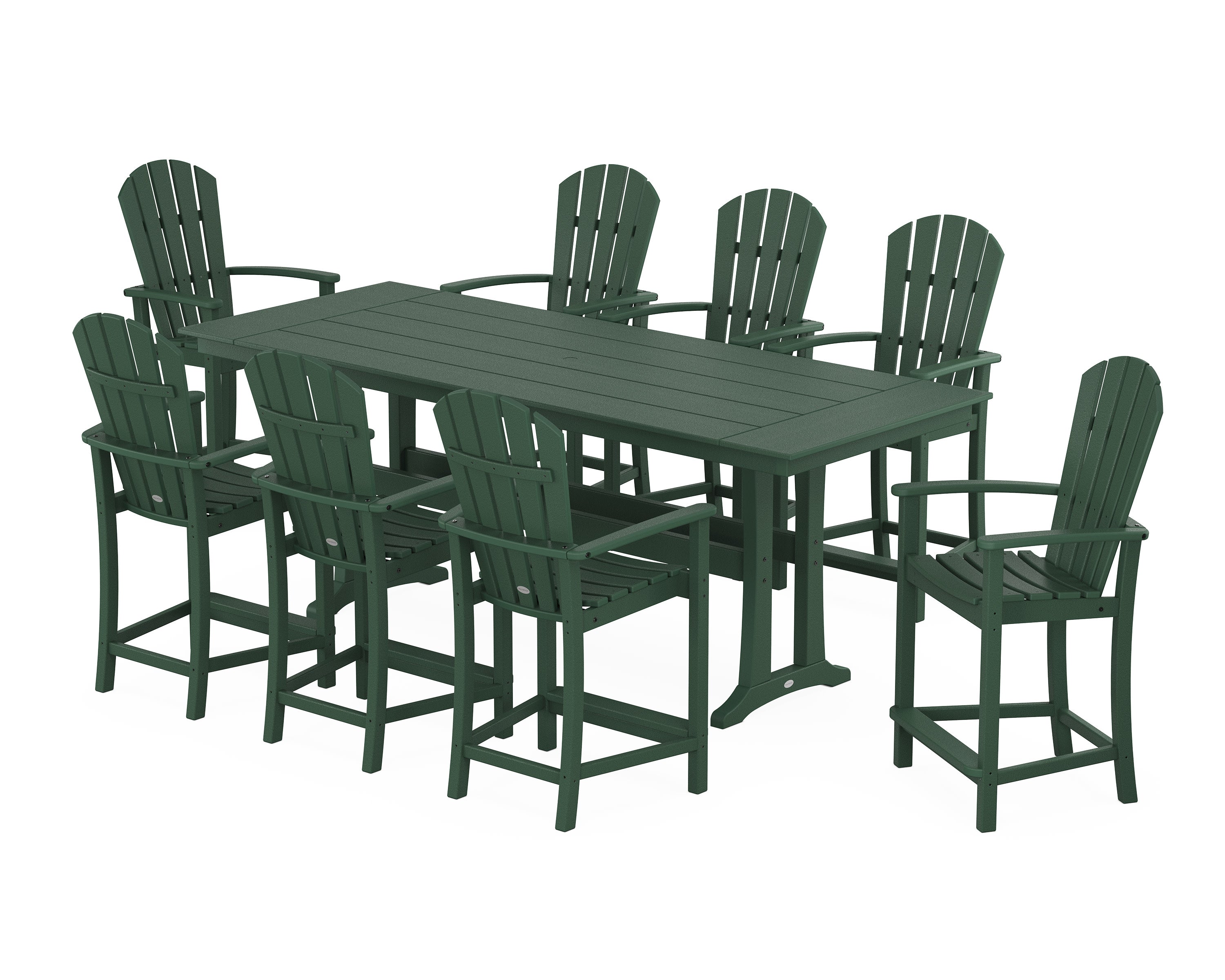 Palm Coast 9-Piece Farmhouse Counter Set with Trestle Legs in Green