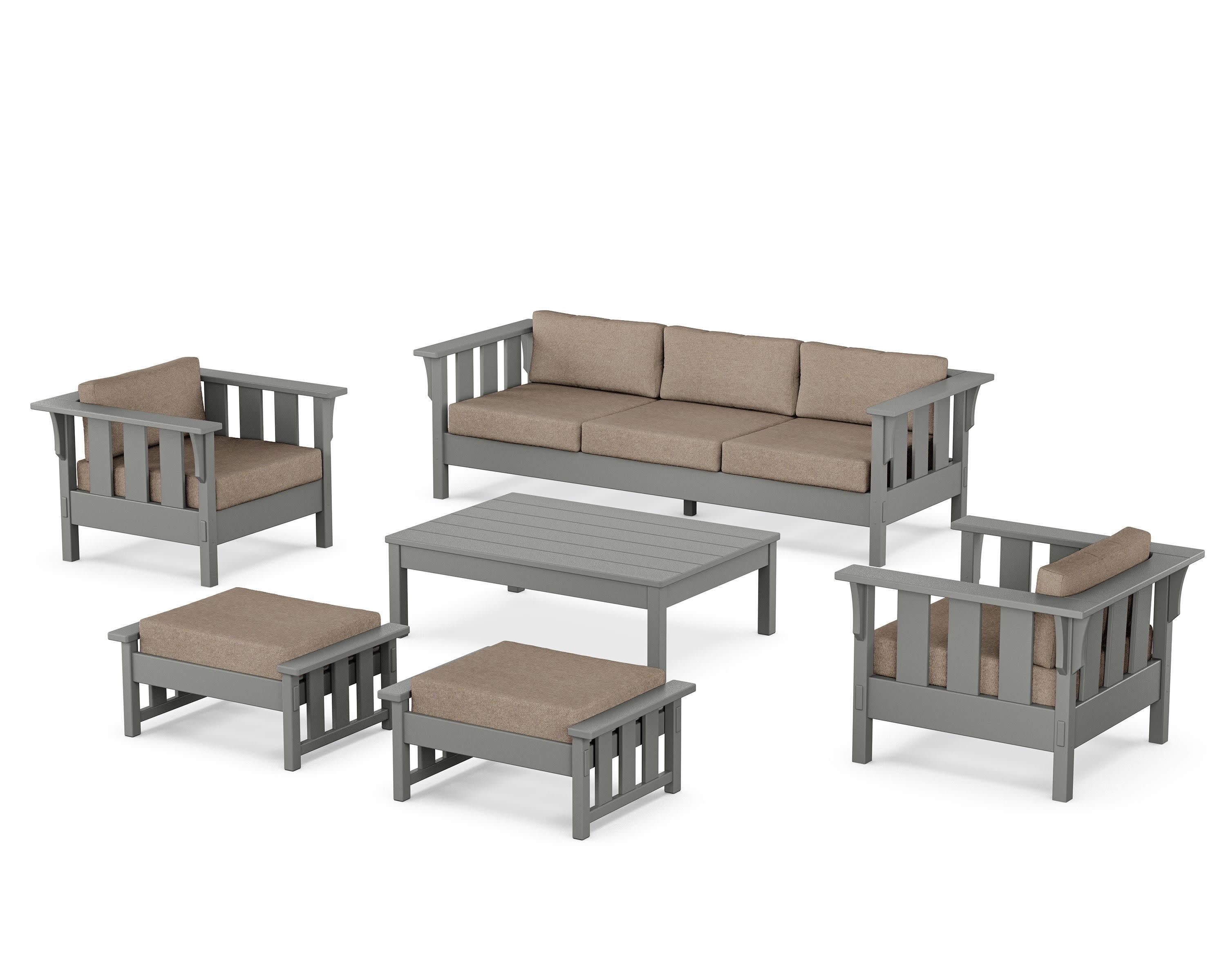 Acadia 6-Piece Lounge Sofa Set in Slate Grey / Spiced Burlap
