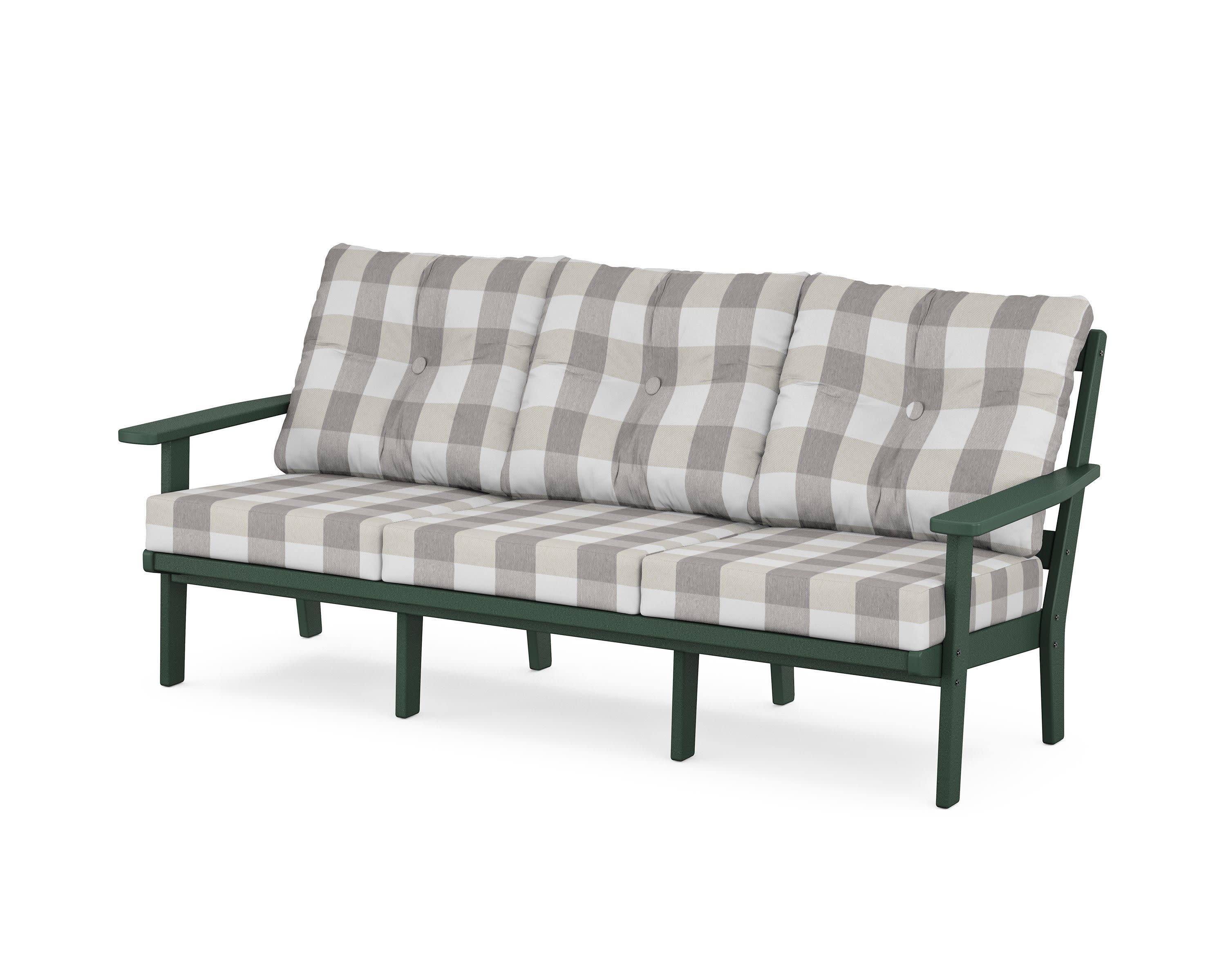 Oxford Deep Seating Sofa in Green / Buffalo Plaid Grey Mist
