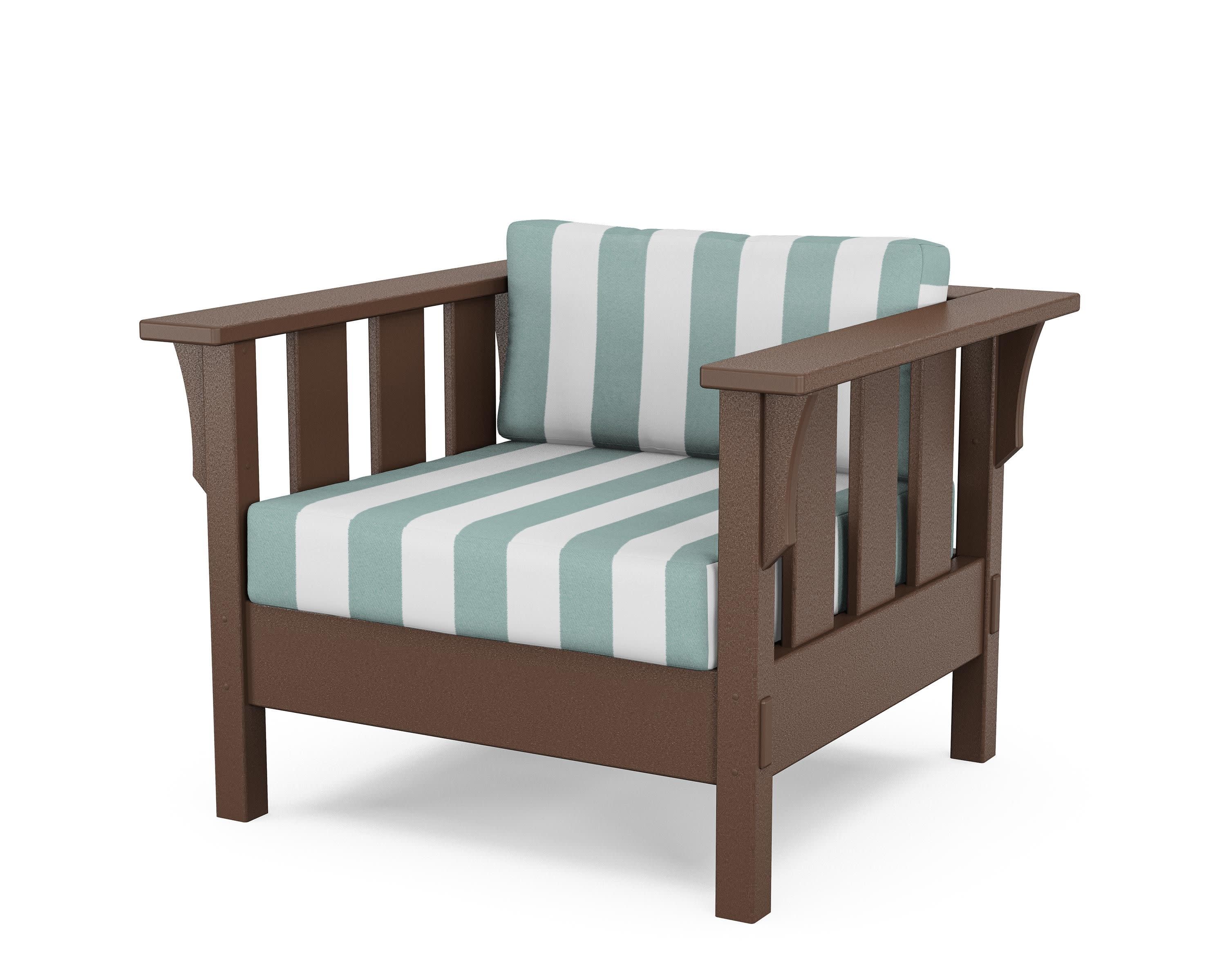 Acadia Deep Seating Chair in Mahogany / Cabana Stripe Glacier Spa
