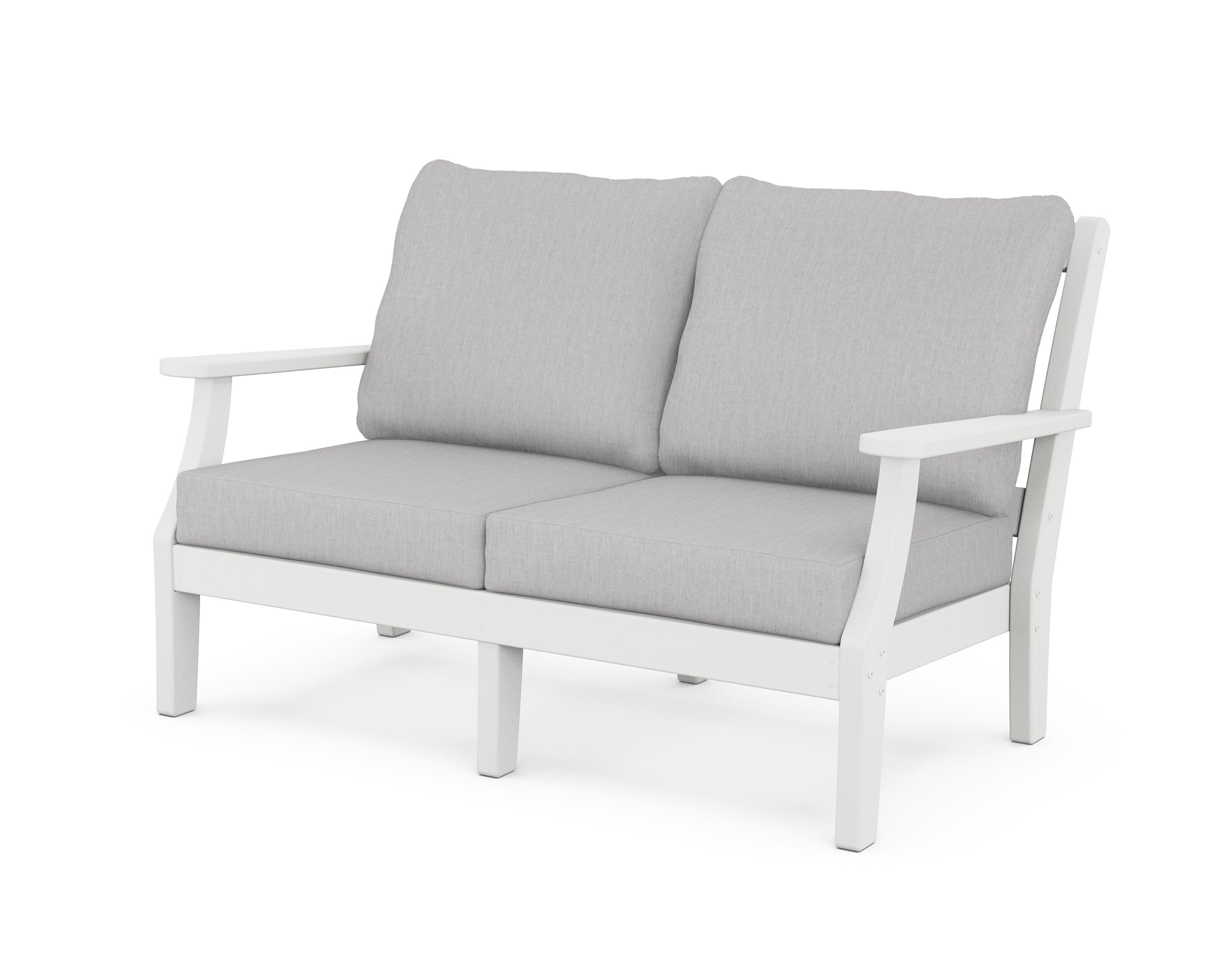 Chinoiserie Deep Seating Loveseat in White / Granite