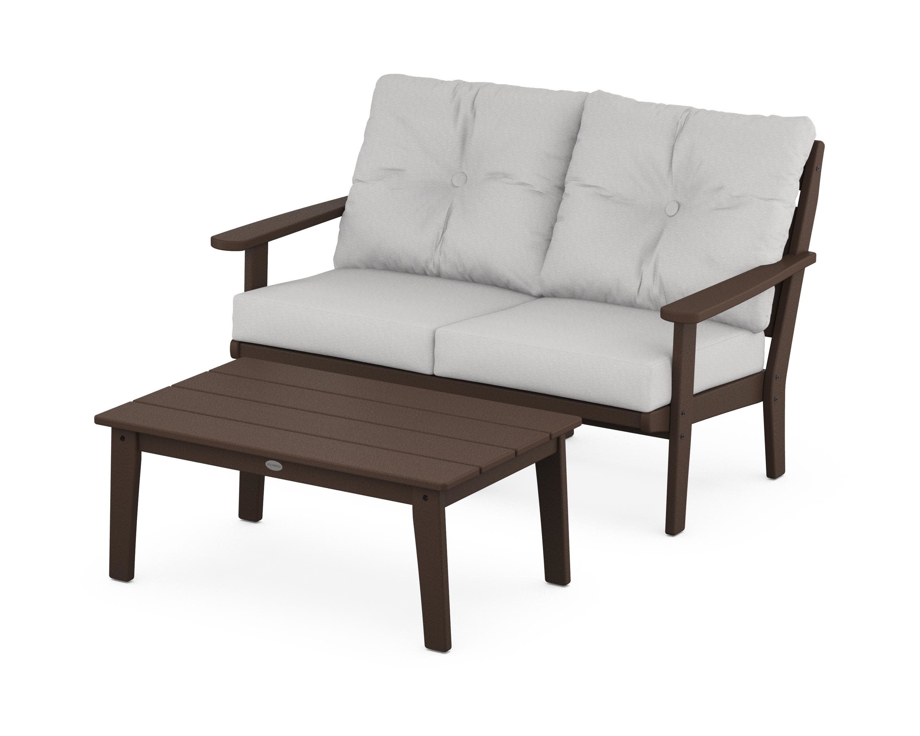 Lakeside 2-Piece Lounge Loveseat Set in Mahogany / Diamond in the Rough