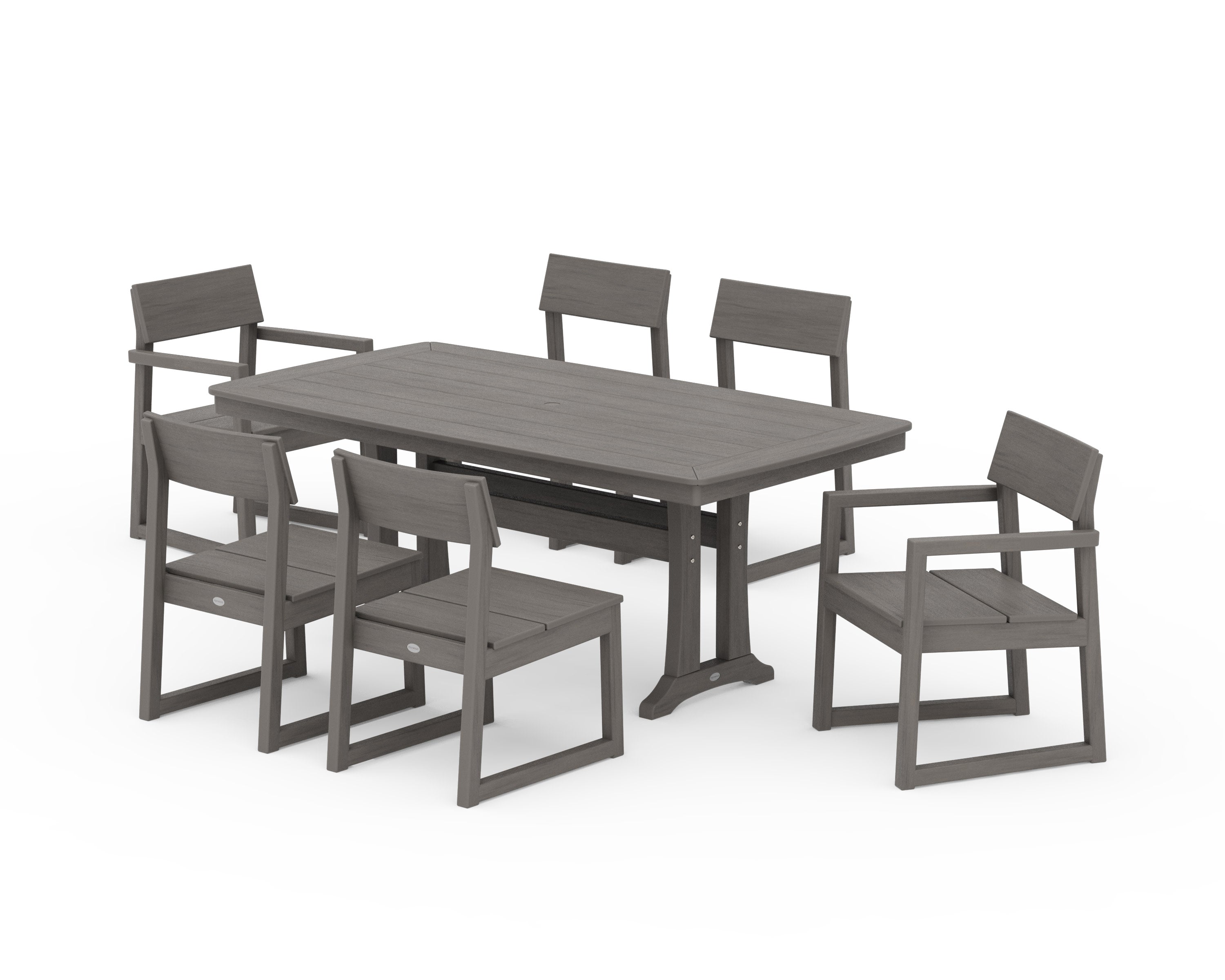 EDGE 7-Piece Dining Set with Trestle Legs in Driftwood