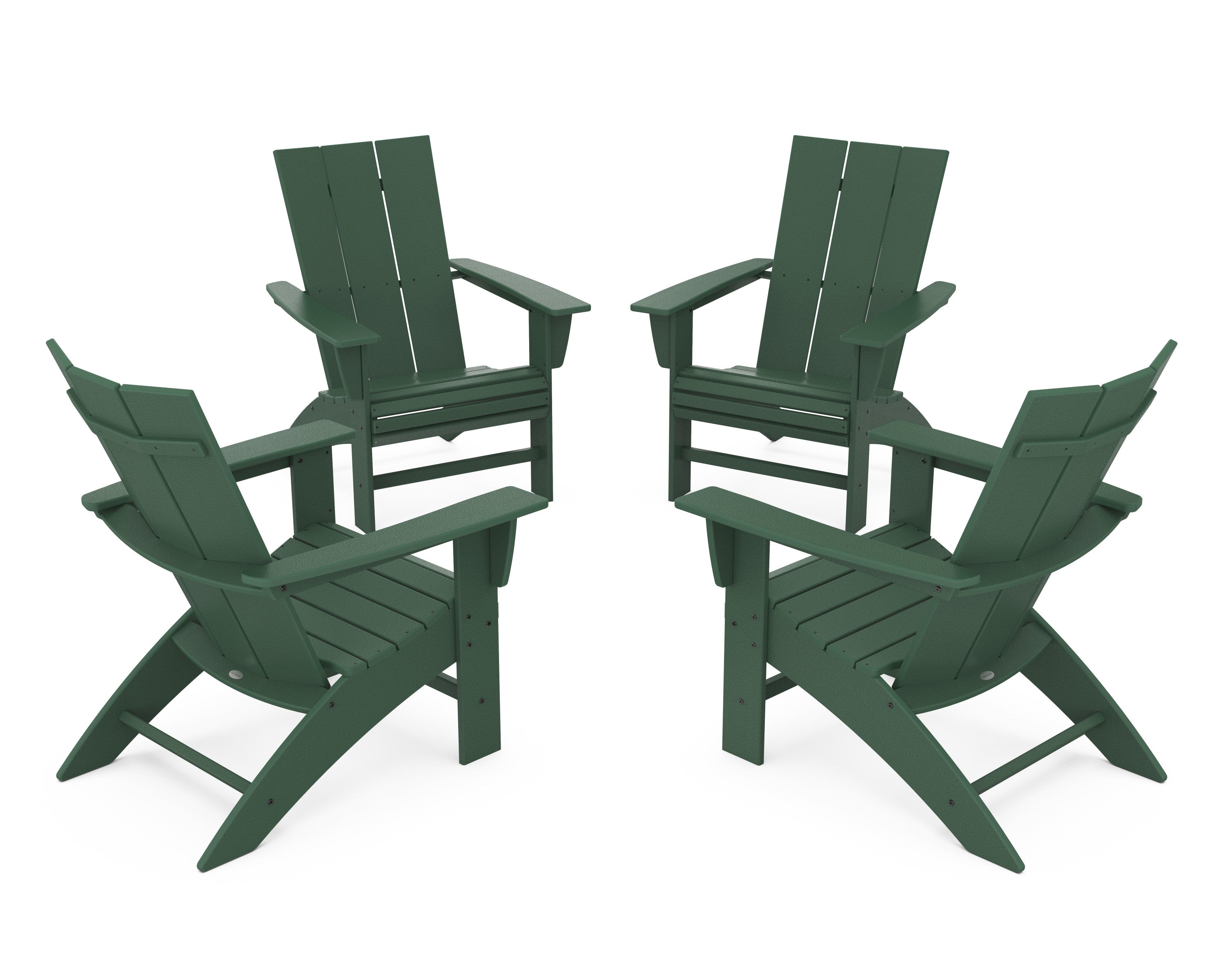 4-Piece Modern Curveback Adirondack Conversation Set in Green