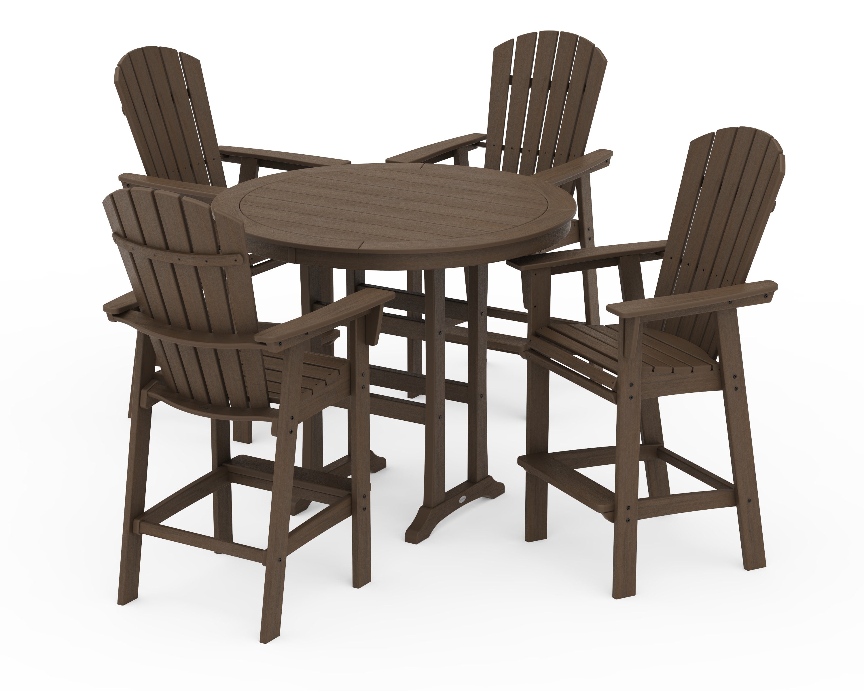 Nautical Curveback Adirondack 5-Piece Round Trestle Bar Set in Kona