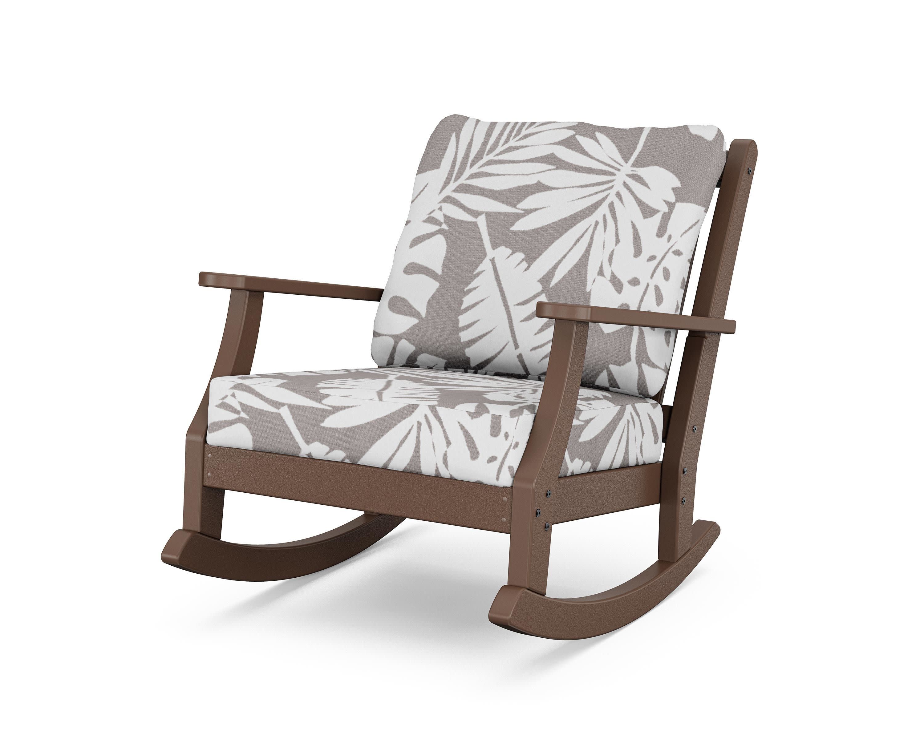 Wovendale Deep Seating Rocking Chair in Mahogany / Leaf Grey Mist