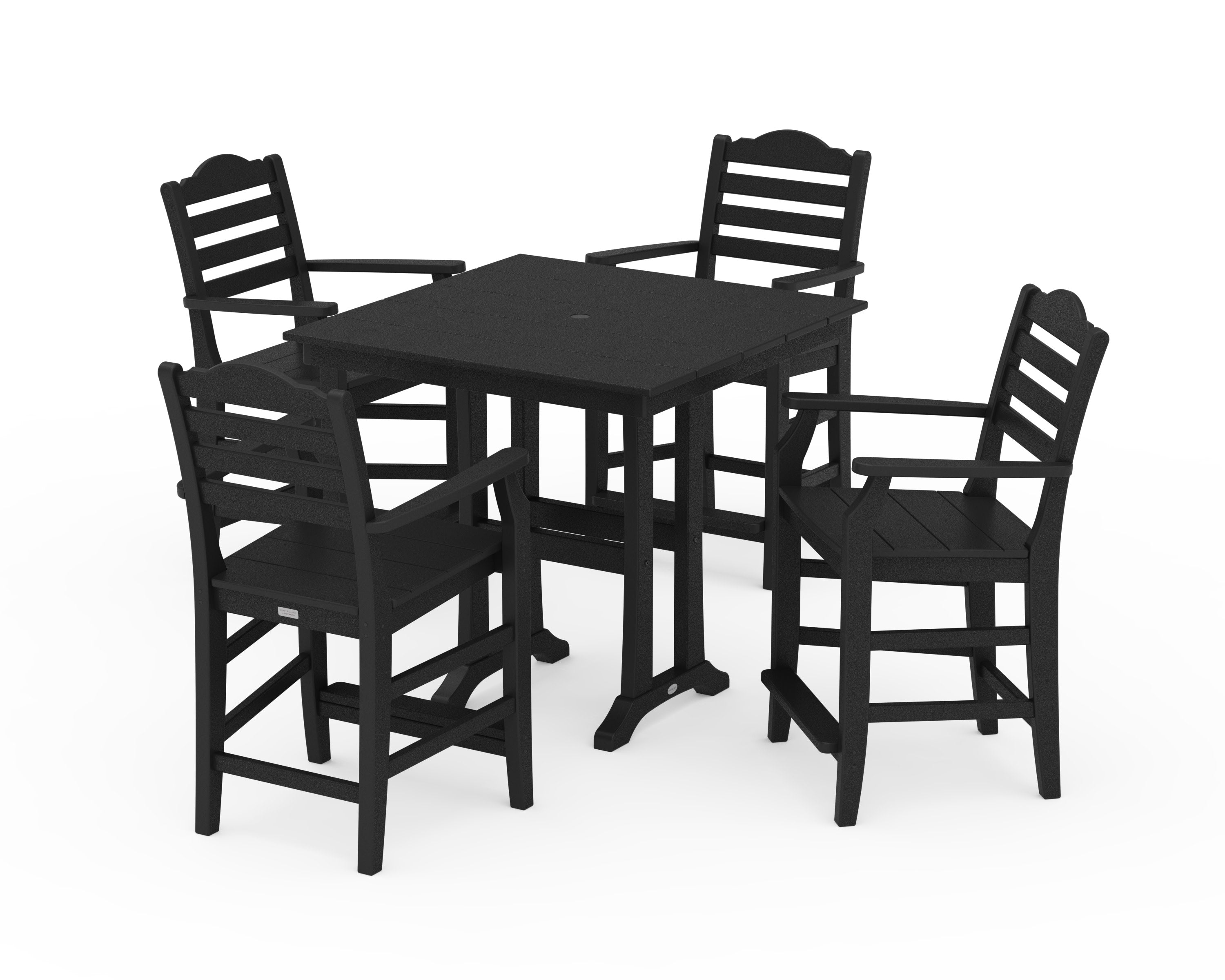 Savannah 5-Piece Farmhouse Counter Set with Trestle Legs in Black