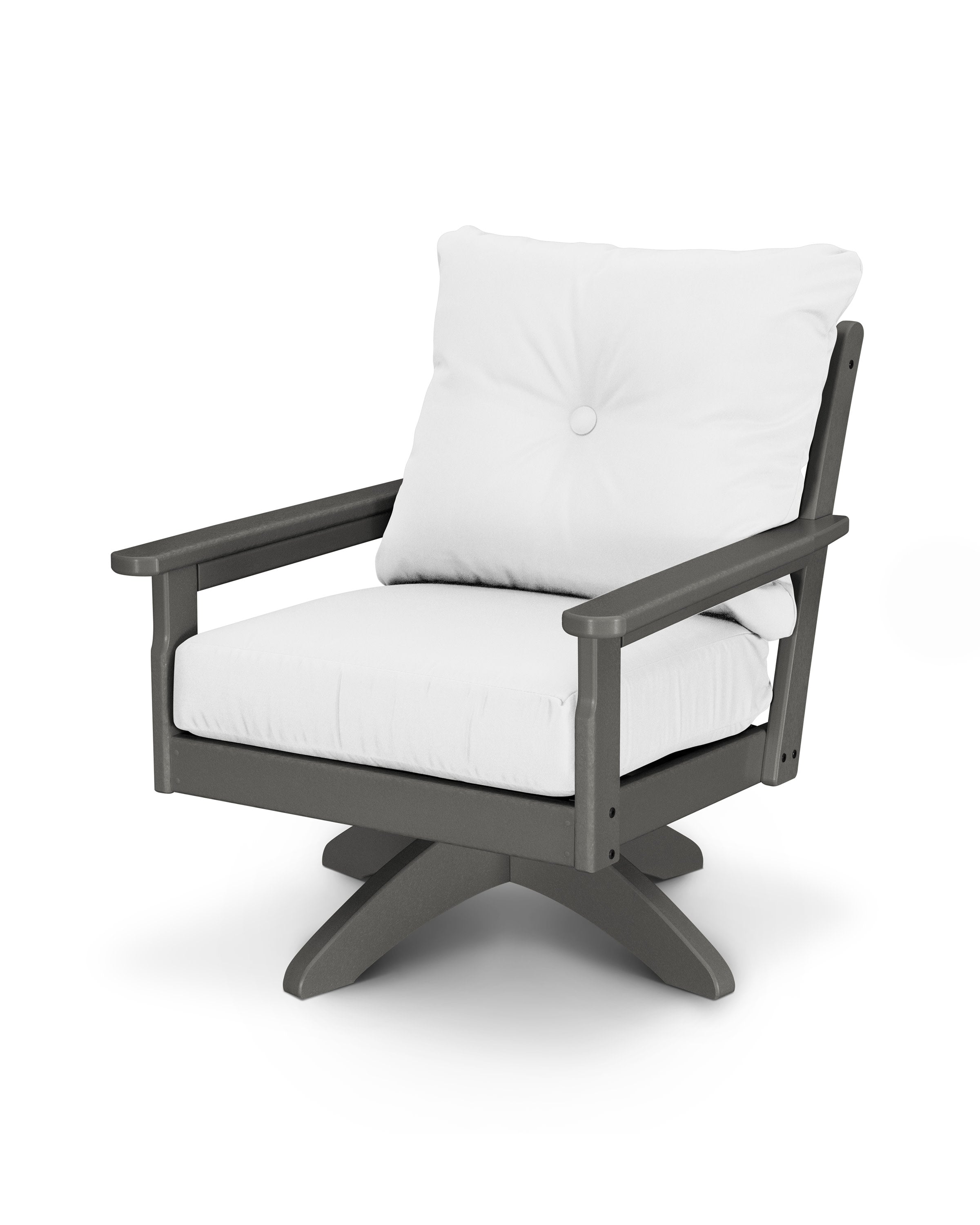 Vineyard Deep Seating Swivel Chair in Slate Grey / Natural