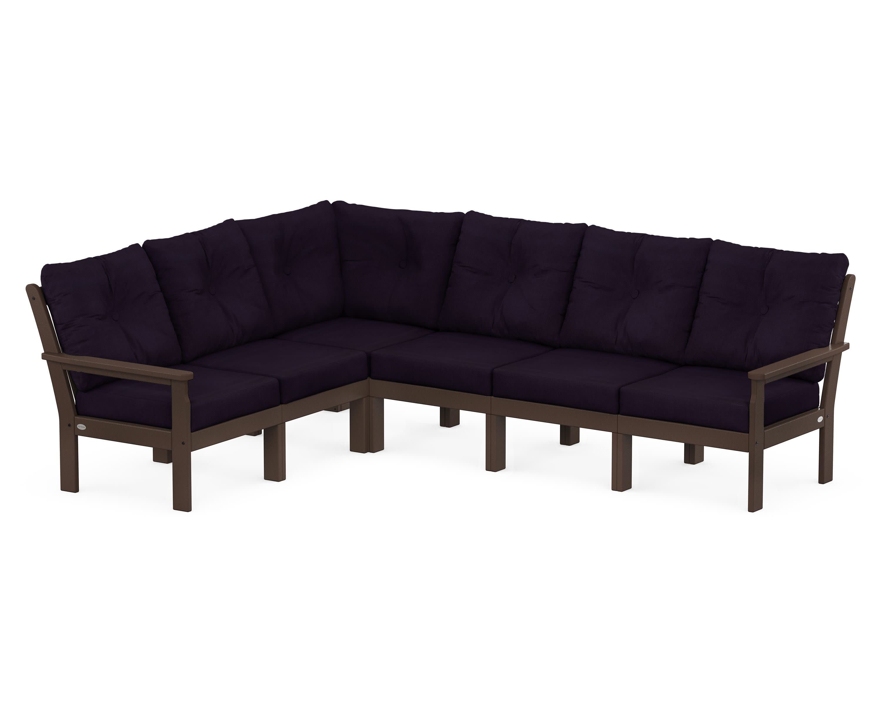 Vineyard 6-Piece Sectional in Mahogany / Navy Linen