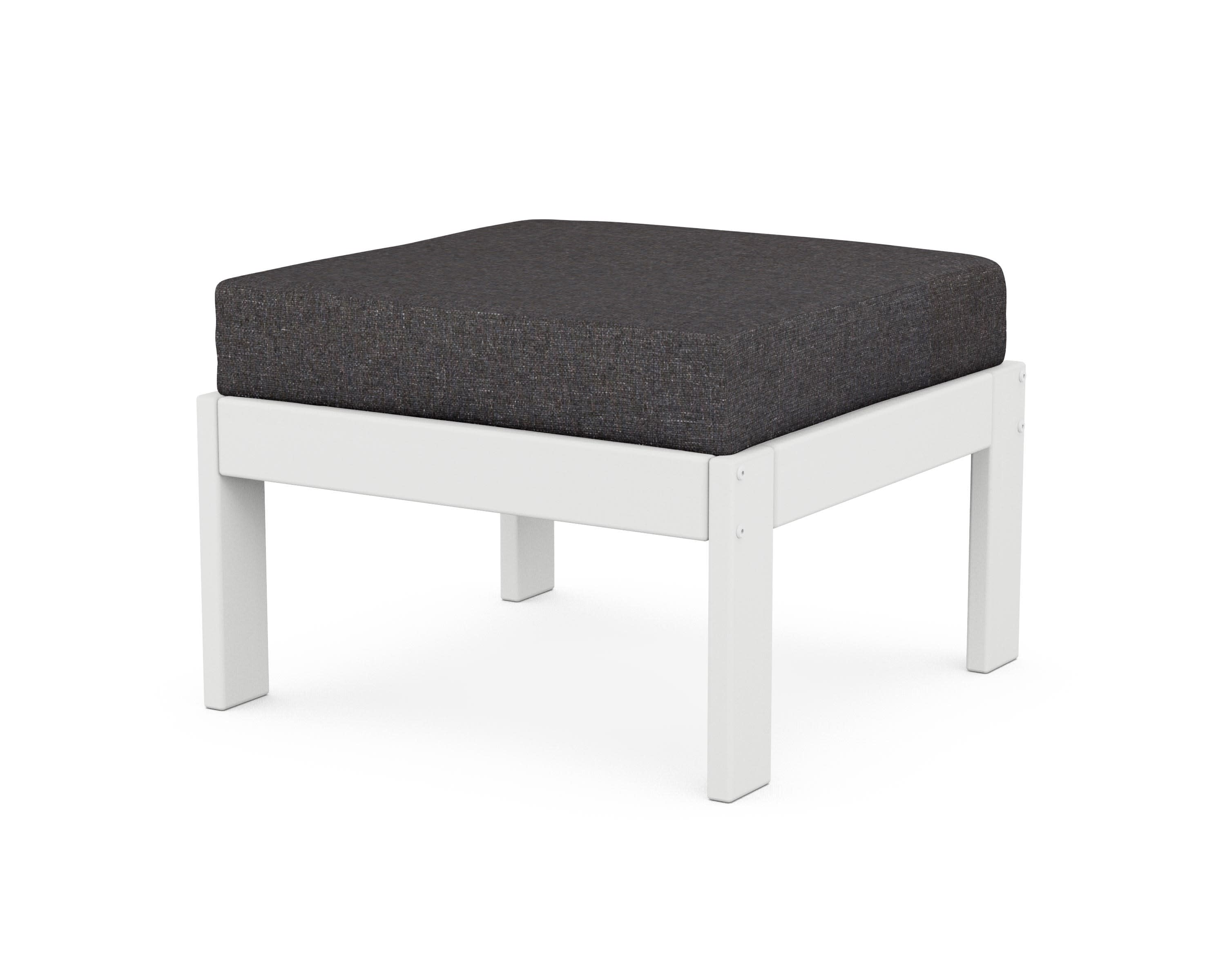 Vineyard Modular Ottoman in White / Ash Charcoal