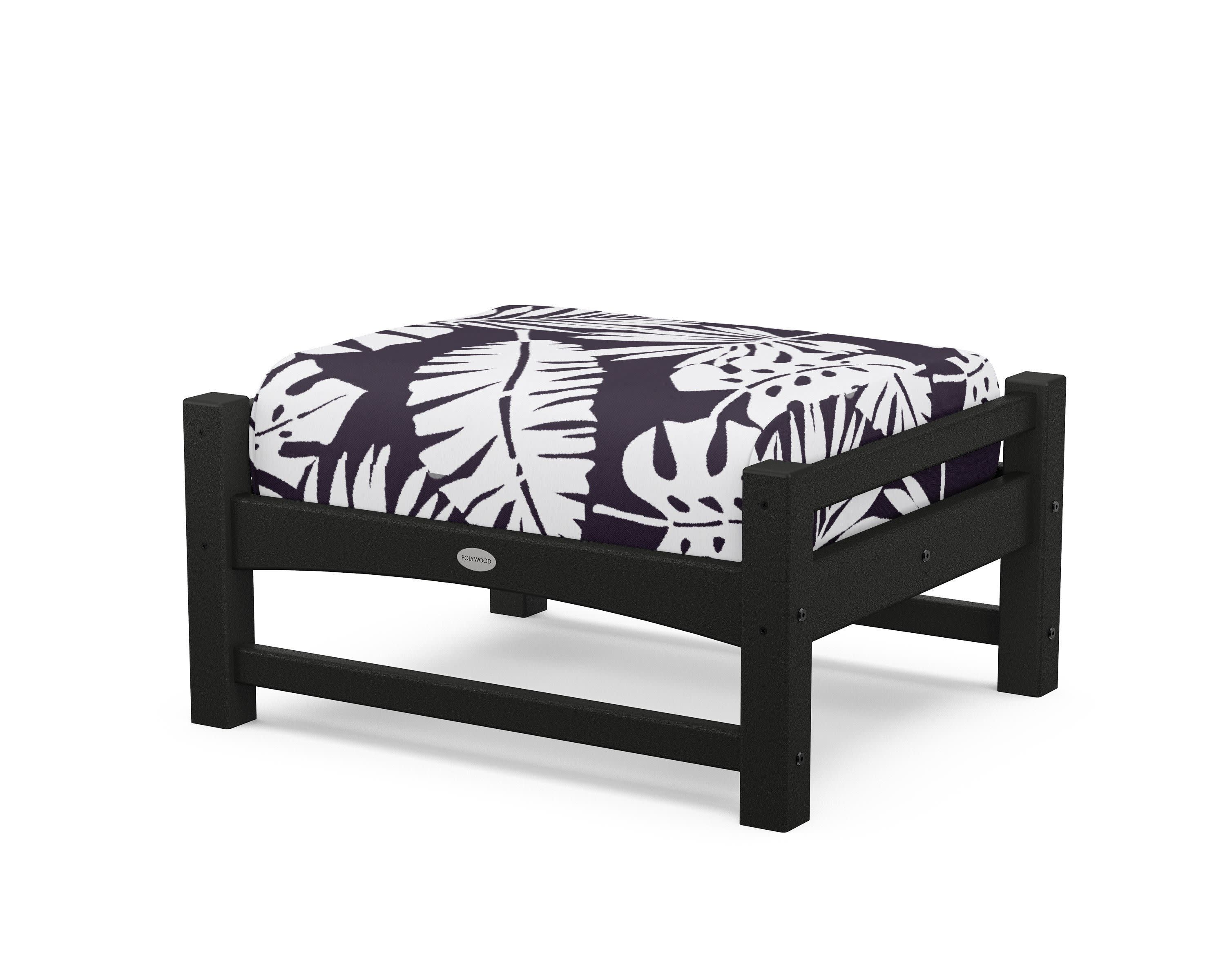Club Ottoman in Black / Leaf Navy