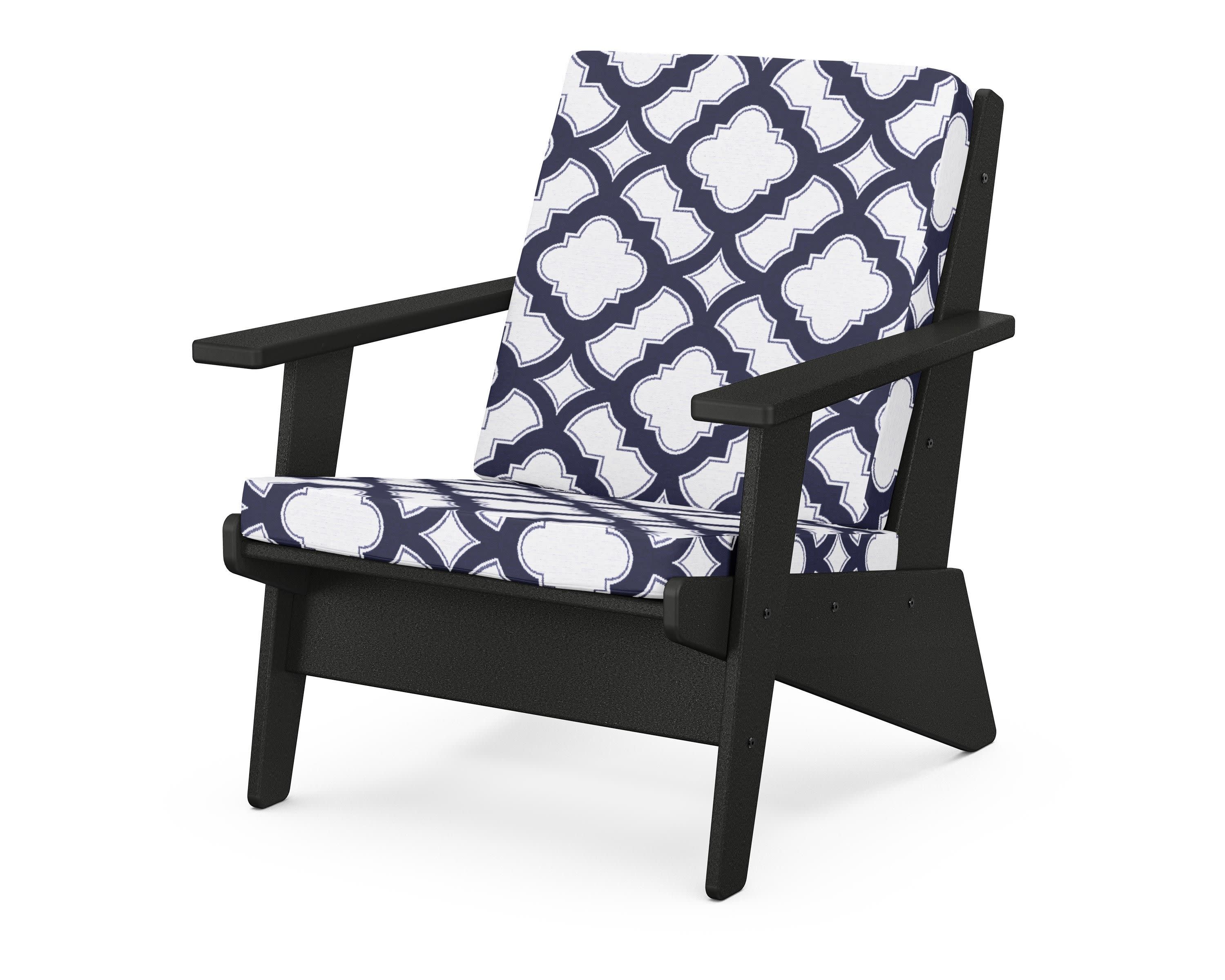 Riviera Modern Lounge Chair in Black / Trellis Navy