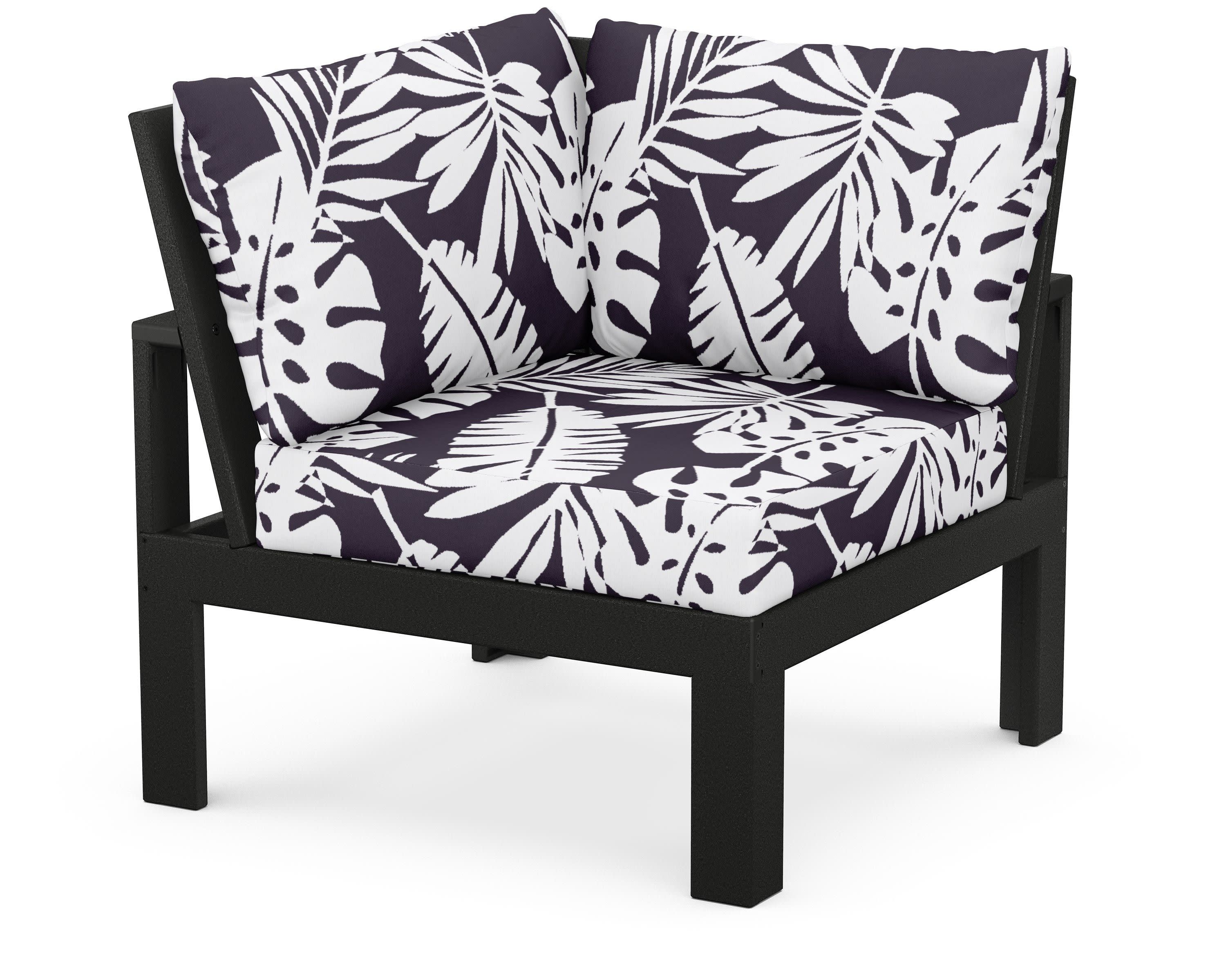Modular Corner Chair in Black / Leaf Navy