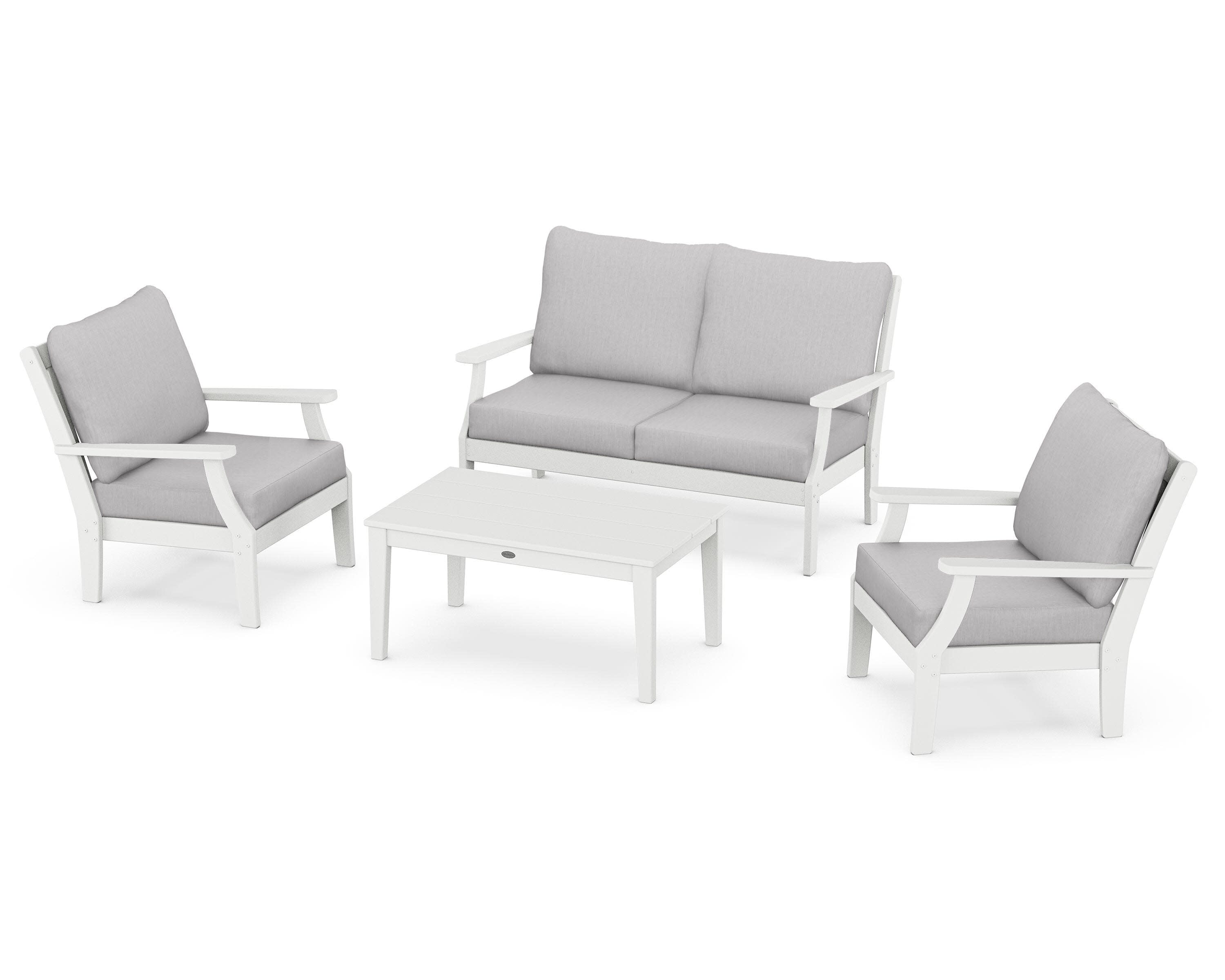 Braxton 4-Piece Deep Seating Chair Set in White / Granite