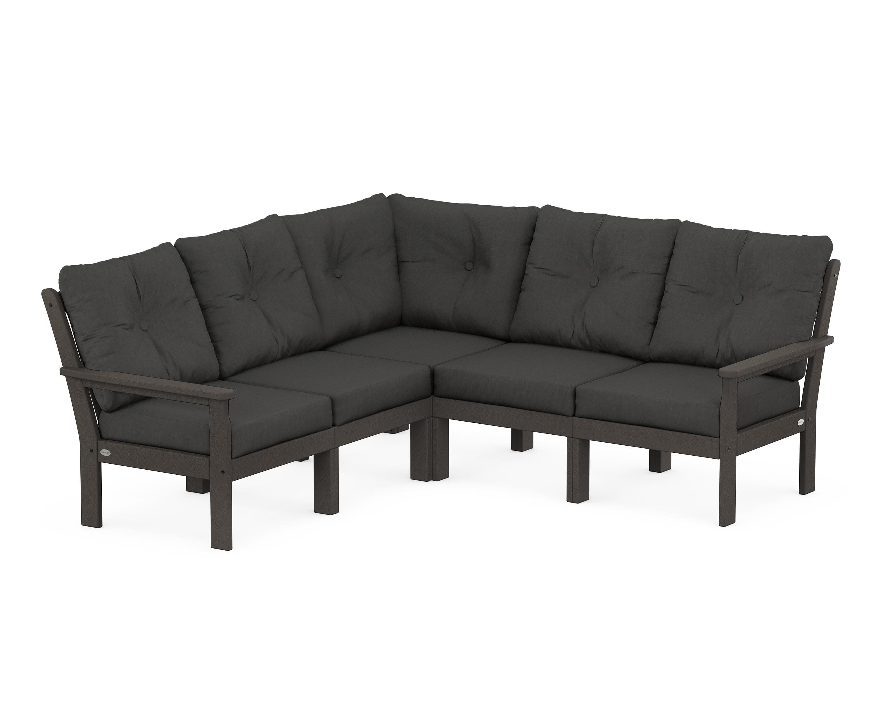 Vineyard 5-Piece Sectional in Vintage Coffee / Spectrum Carbon