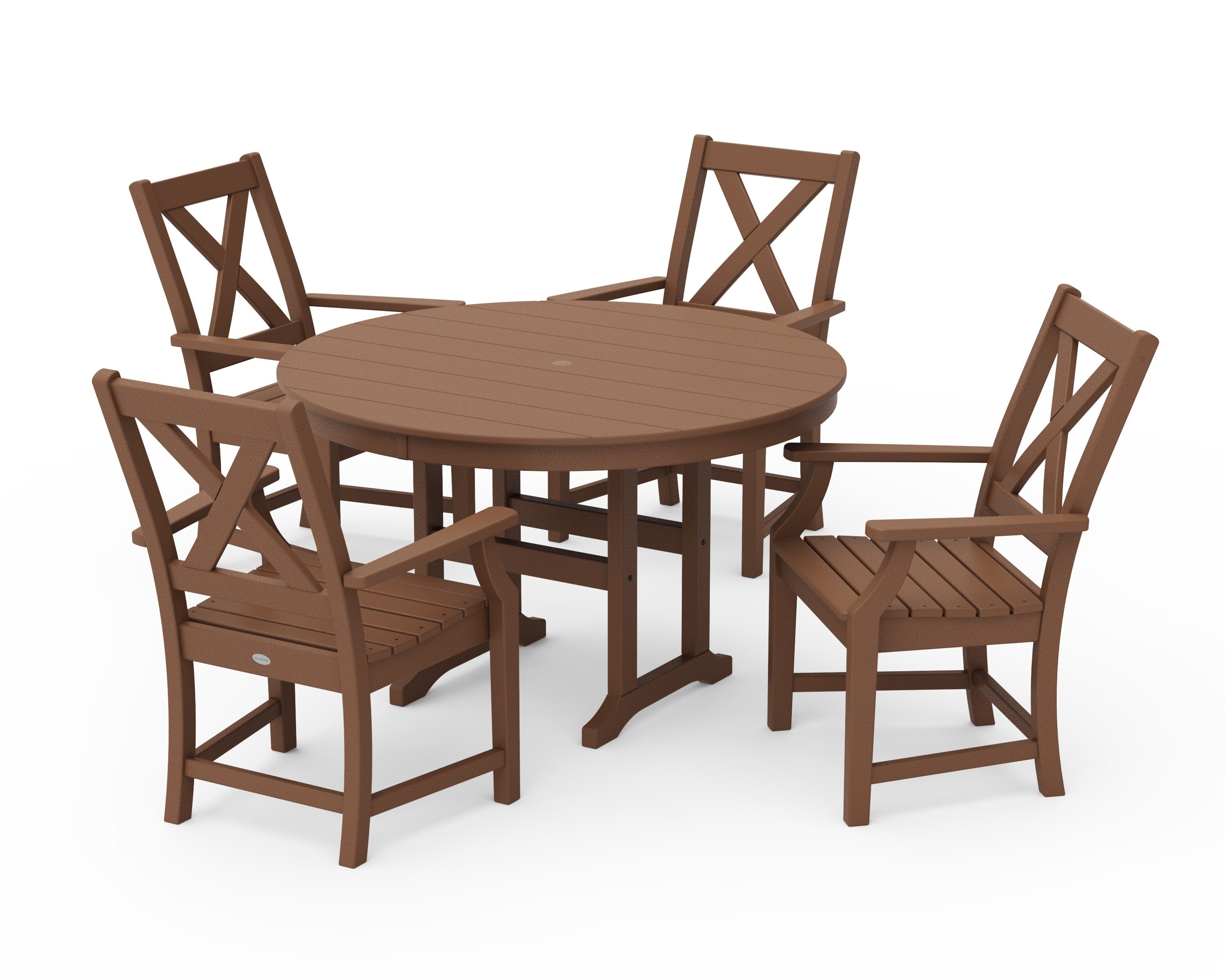 Braxton 5-Piece Round Farmhouse Dining Set in Teak