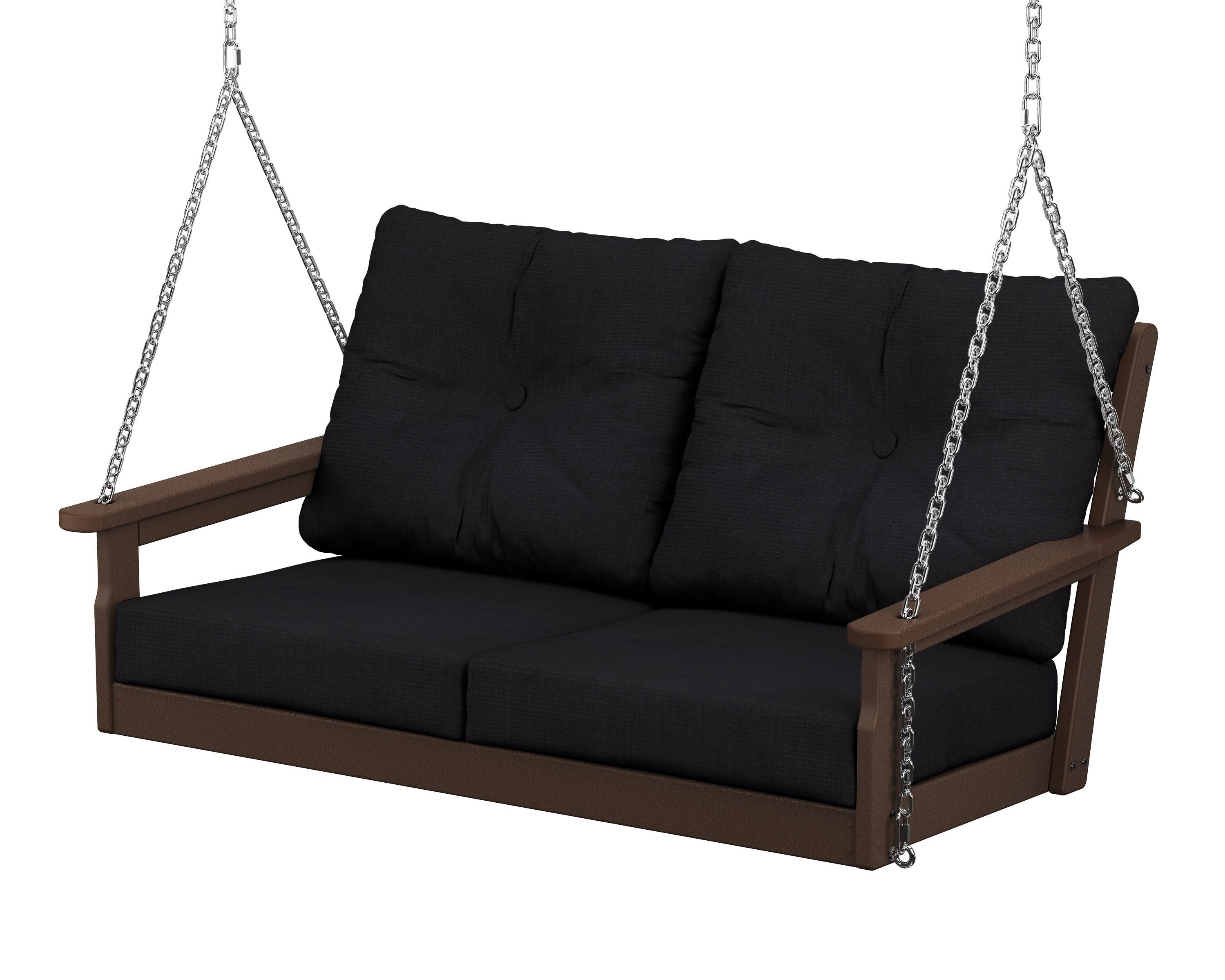 Vineyard Deep Seating Swing in Mahogany / Midnight Linen