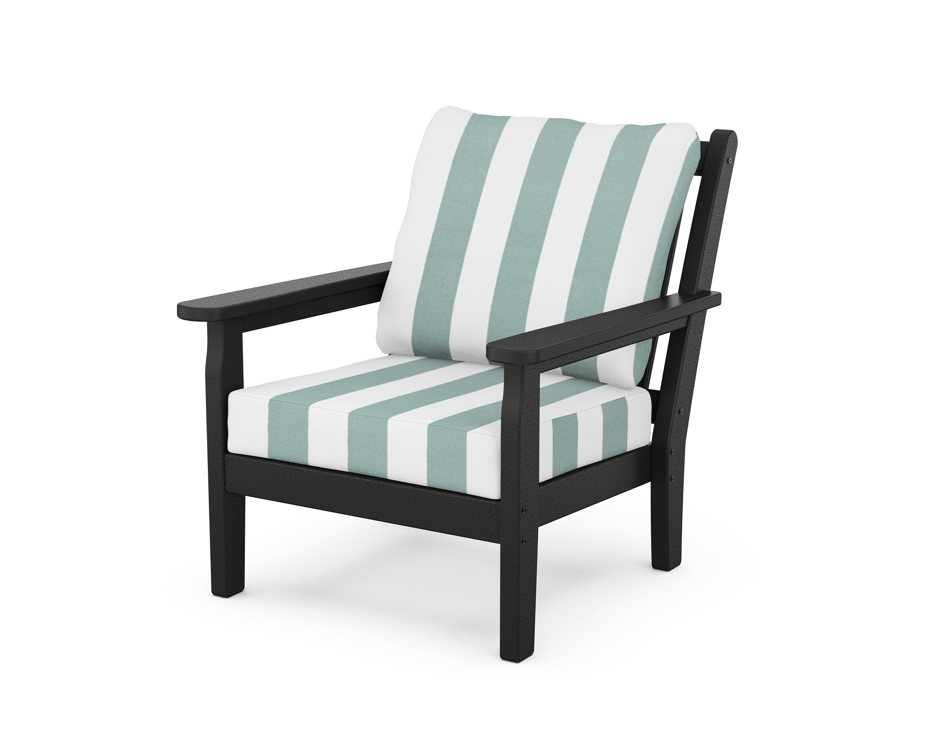 Chippendale Deep Seating Chair in Black / Cabana Stripe Glacier Spa