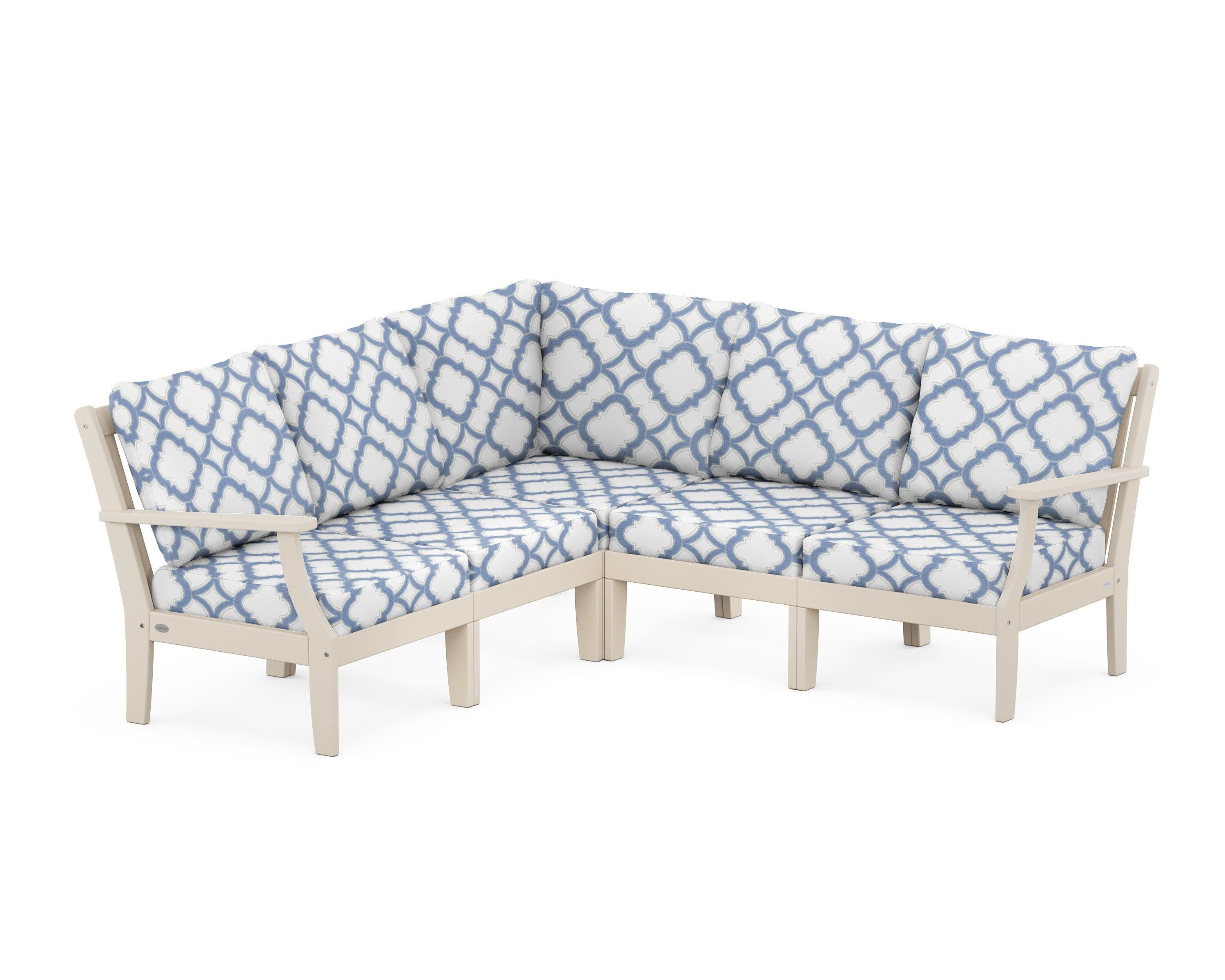 Braxton Modular 5-Piece Deep Seating Set in Sand / Trellis Sky Blue