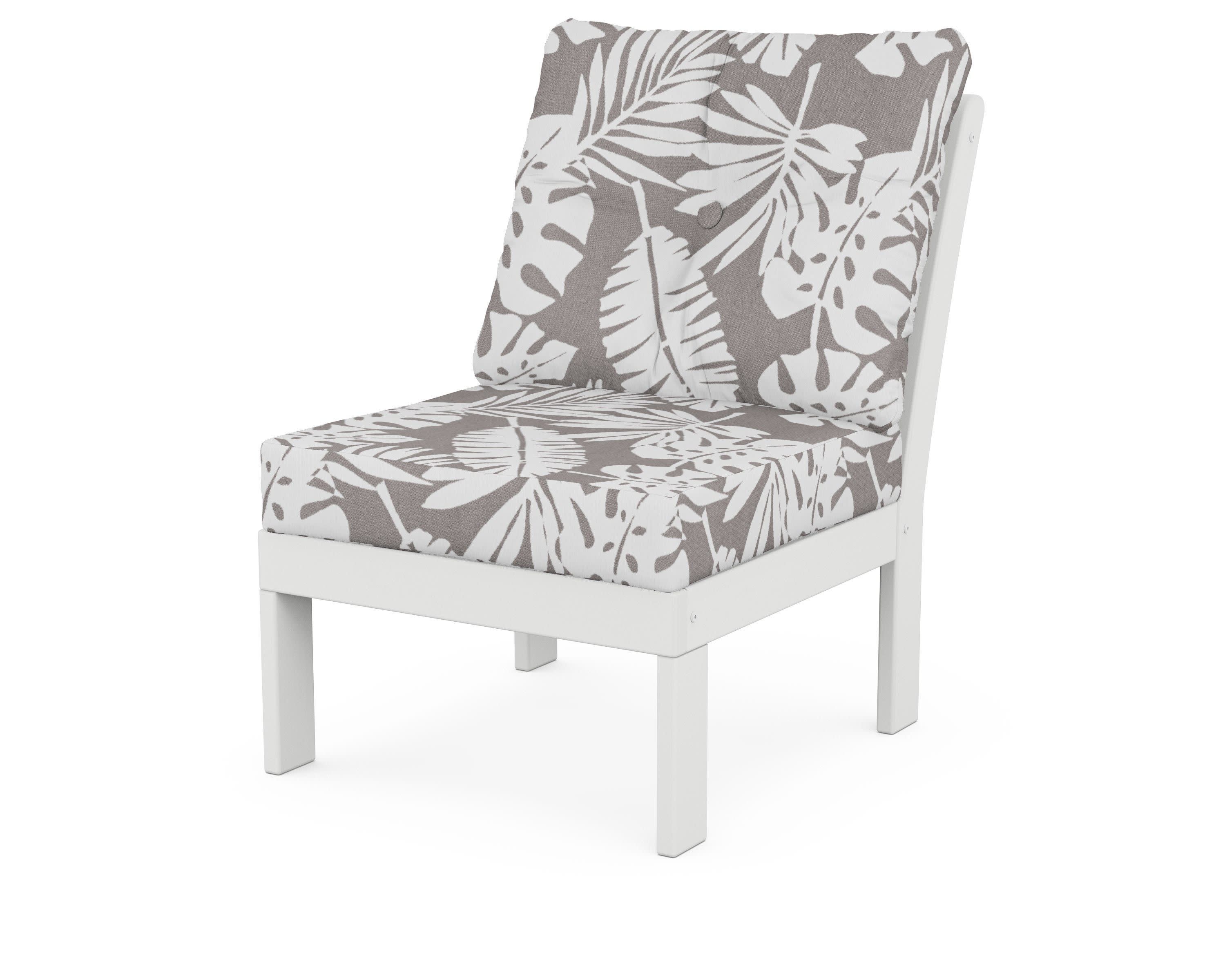 Vineyard Modular Armless Chair in White / Leaf Grey Mist