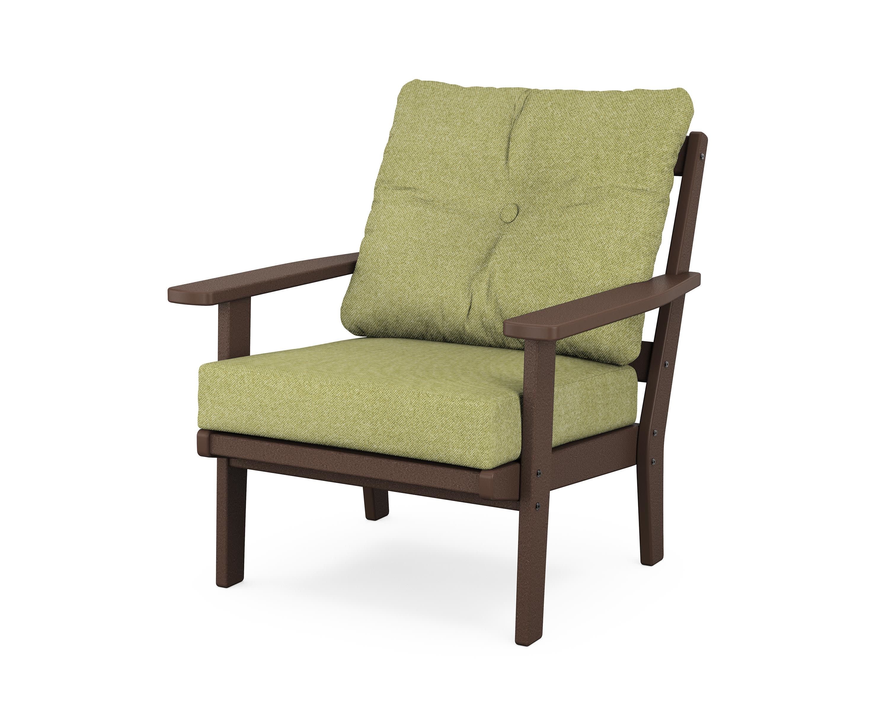 Oxford Deep Seating Chair in Mahogany / Chartreuse Boucle