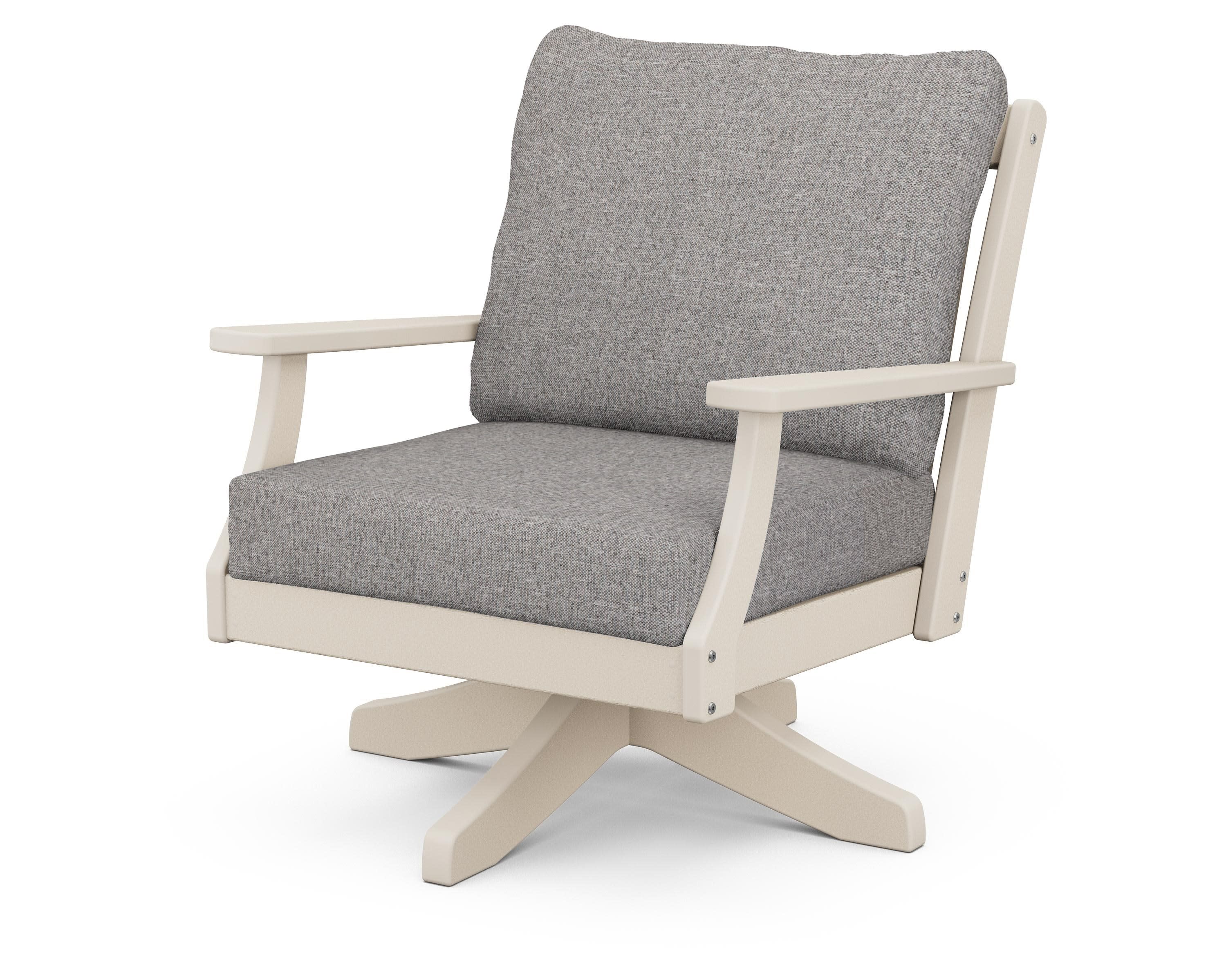 Braxton Deep Seating Swivel Chair in Sand / Grey Mist